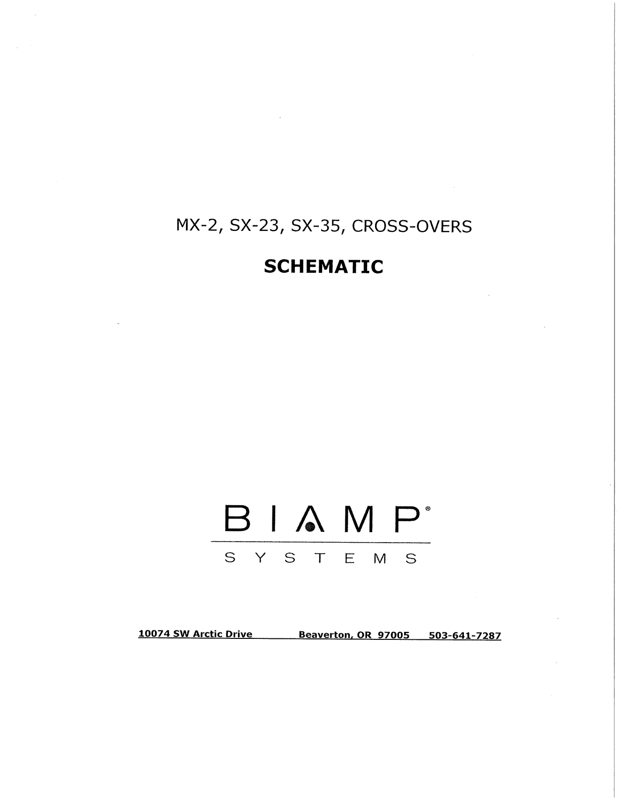 Biamp MX-2, SX-23, SX-35 User Manual