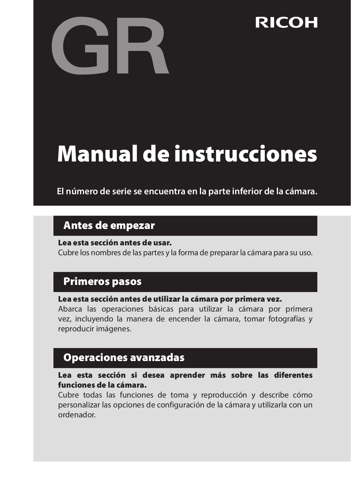 Ricoh GR Instruction Manual