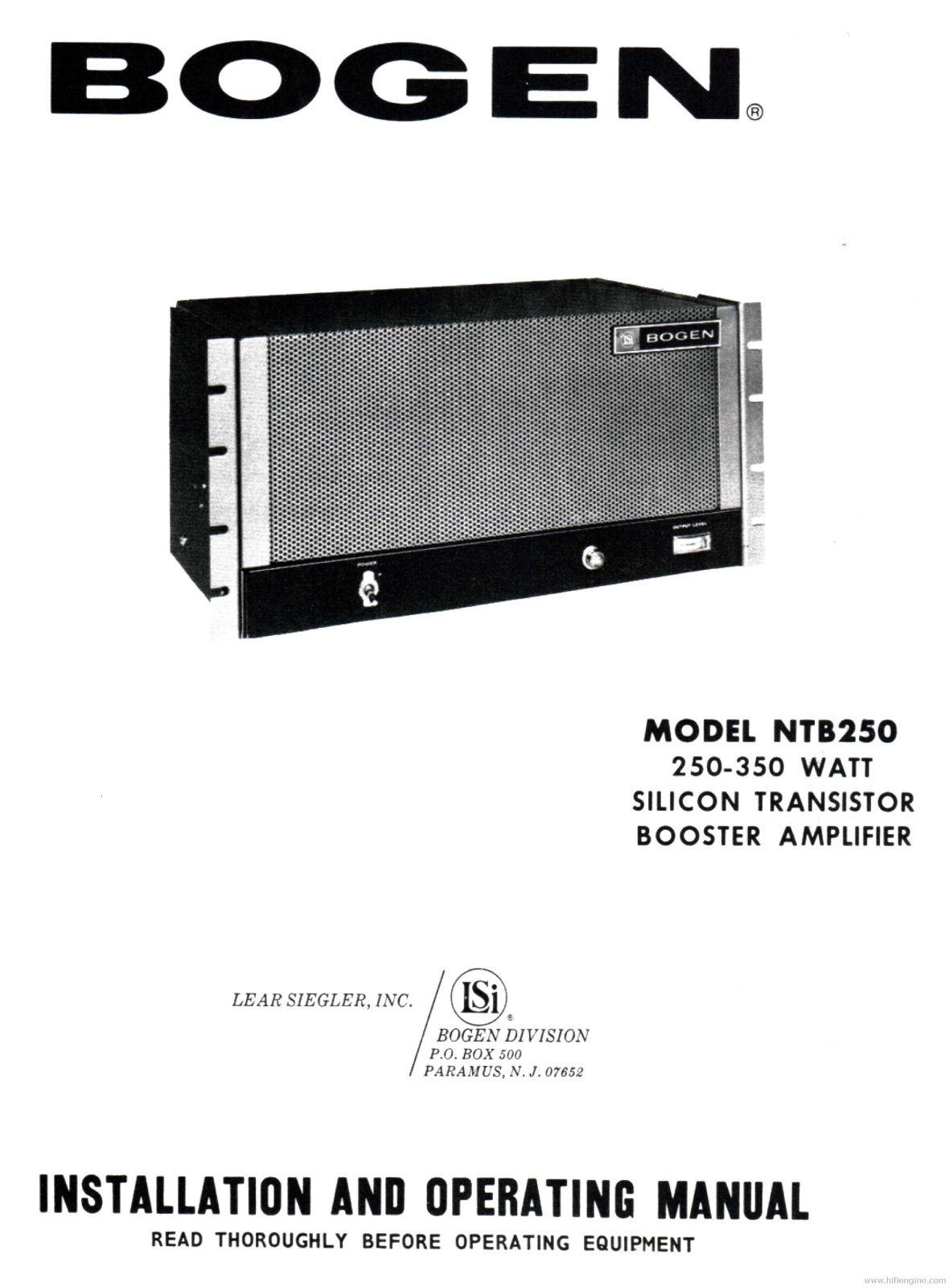 Bogen NTB250 Schematic