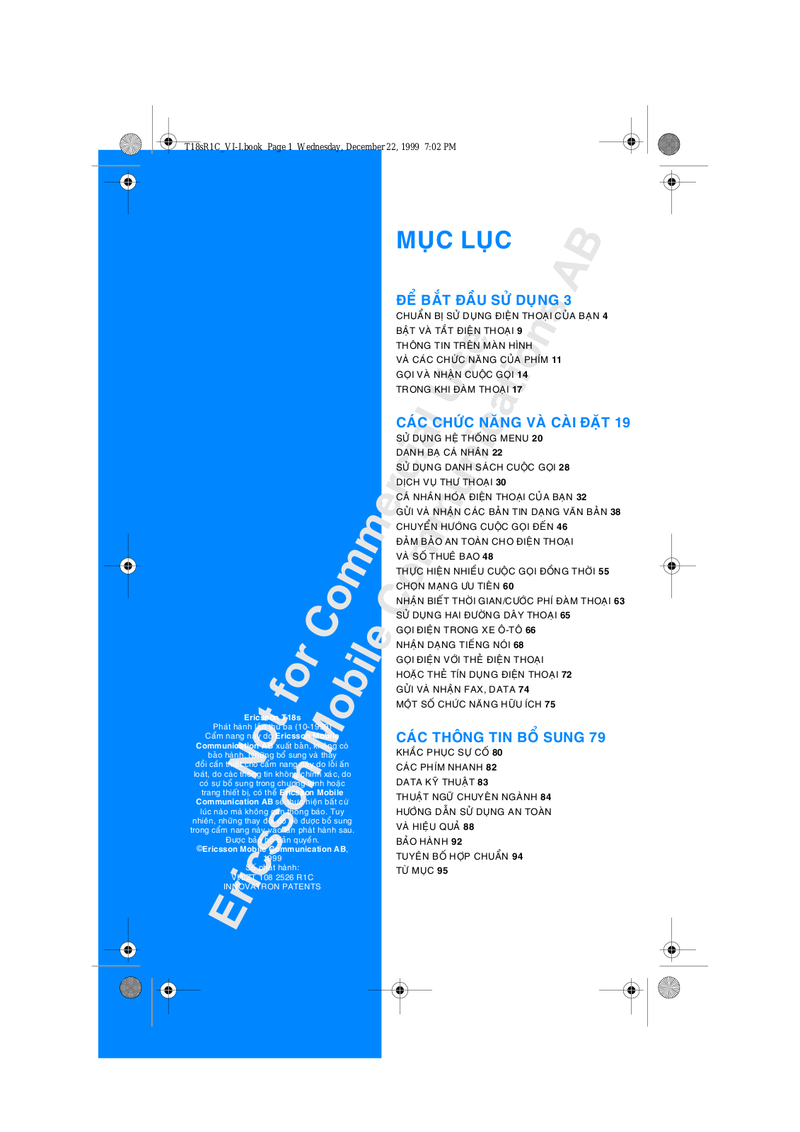 Sony ericsson T18S User Manual