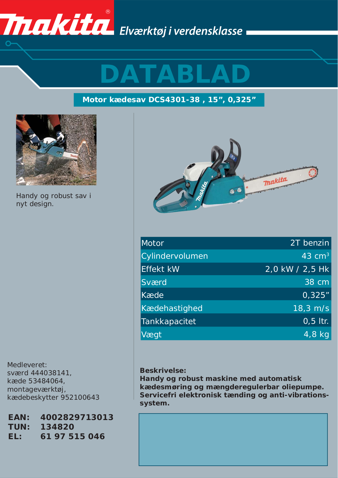 Makita DCS4301-38 DATASHEET