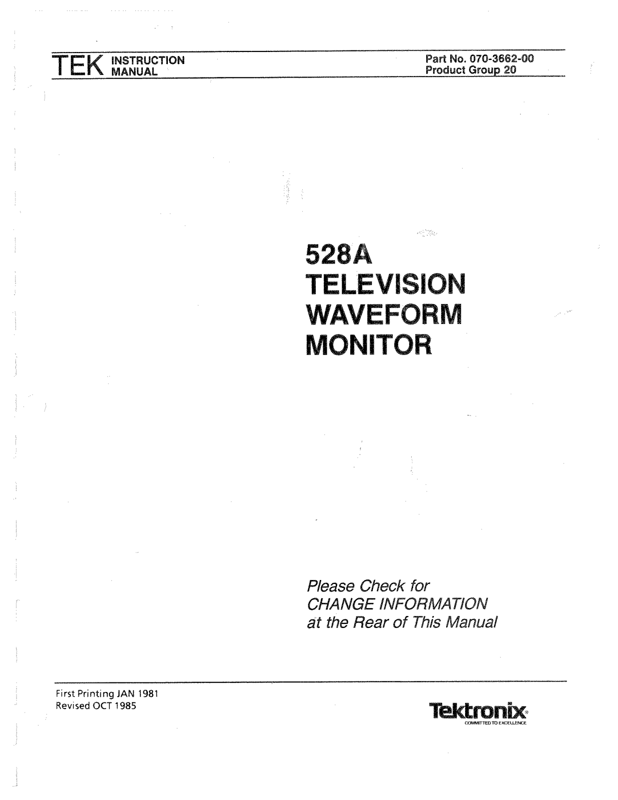 Tektronix 528A User Manual