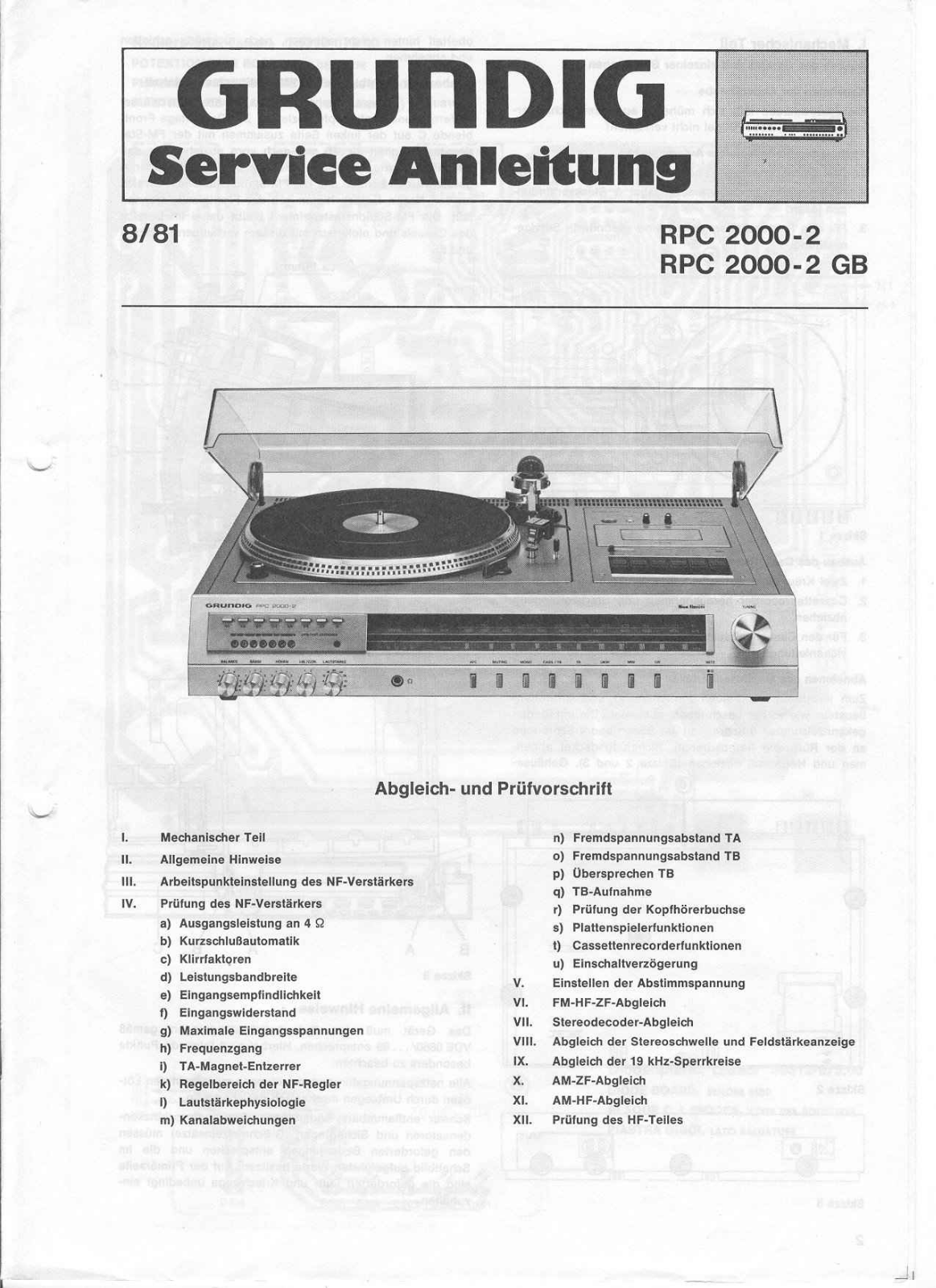 Grundig RPC-2000-2 Service Manual