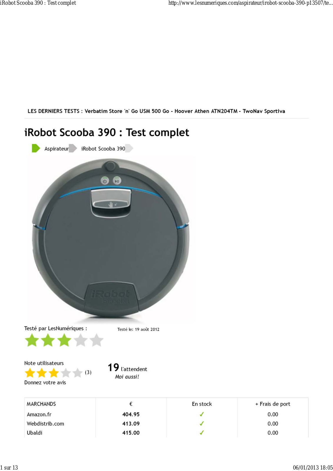 IROBOT Scooba 390 User Manual