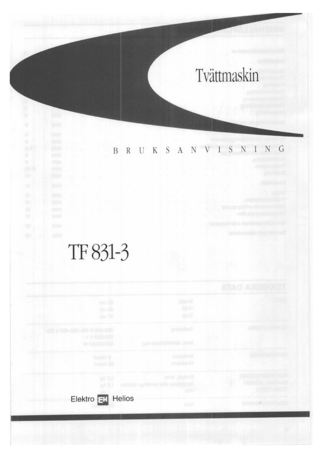 Elektro helios TF831-3 User Manual