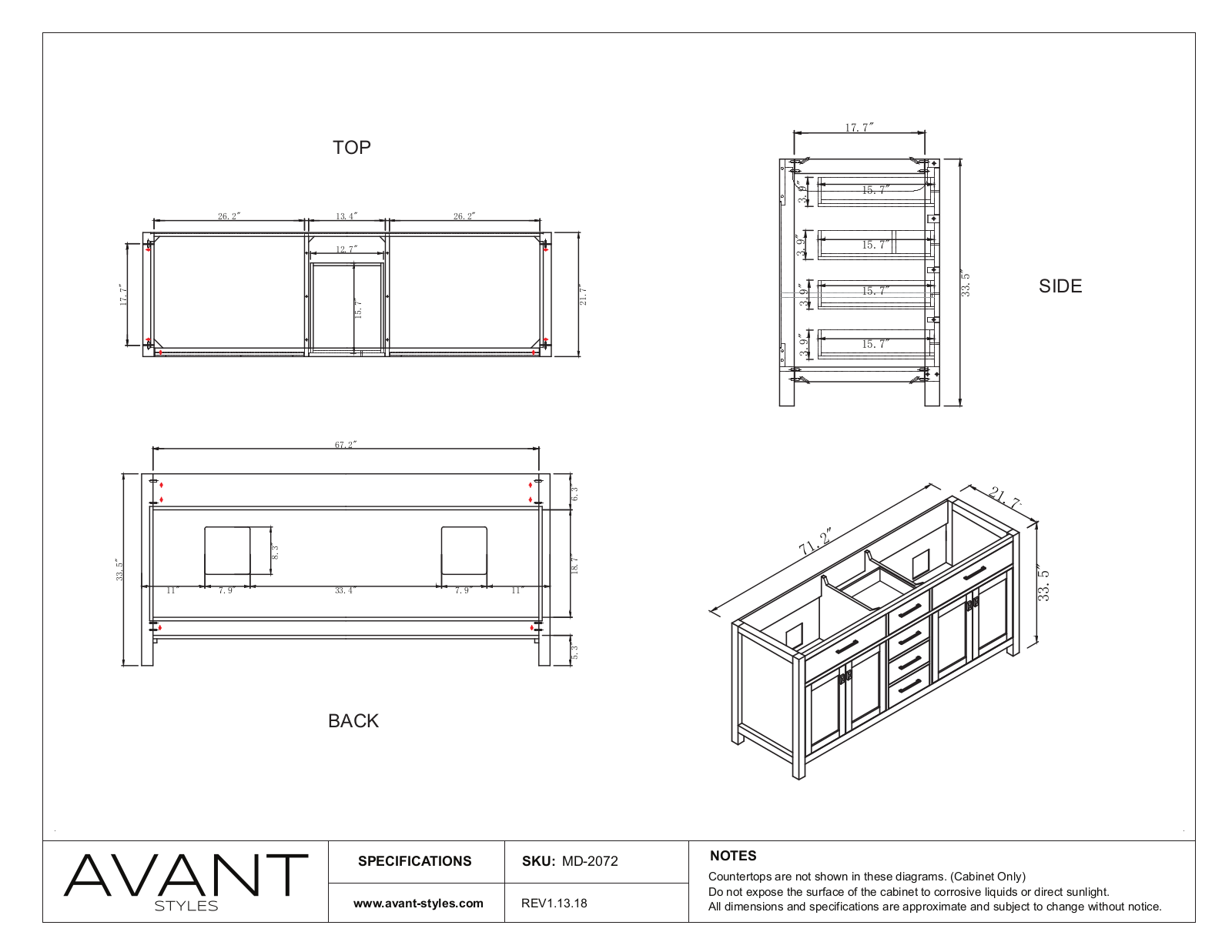 Virtu USA VTU10191 Dimensions - ManualMachine.com