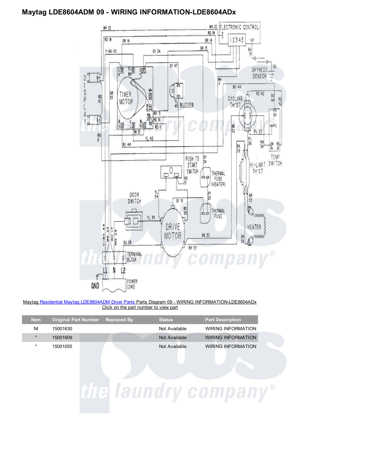 Maytag LDE8604ADM Parts Diagram