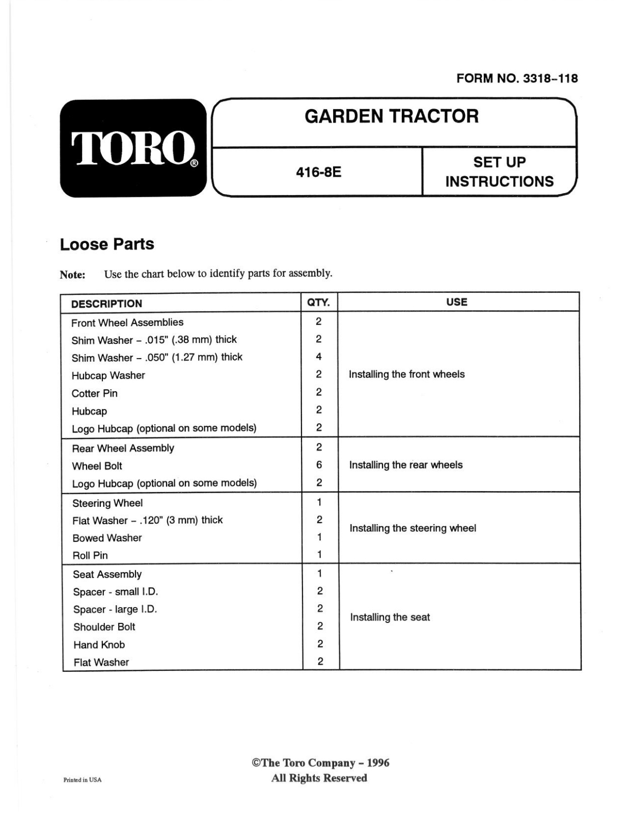 Toro 73441 Setup Instructions