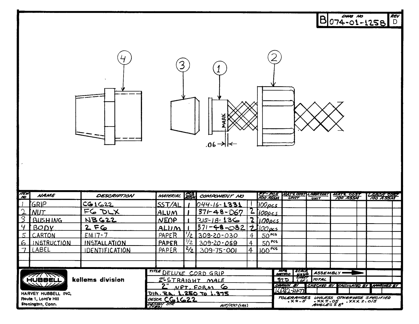 Hubbell 074011258 Reference Drawing