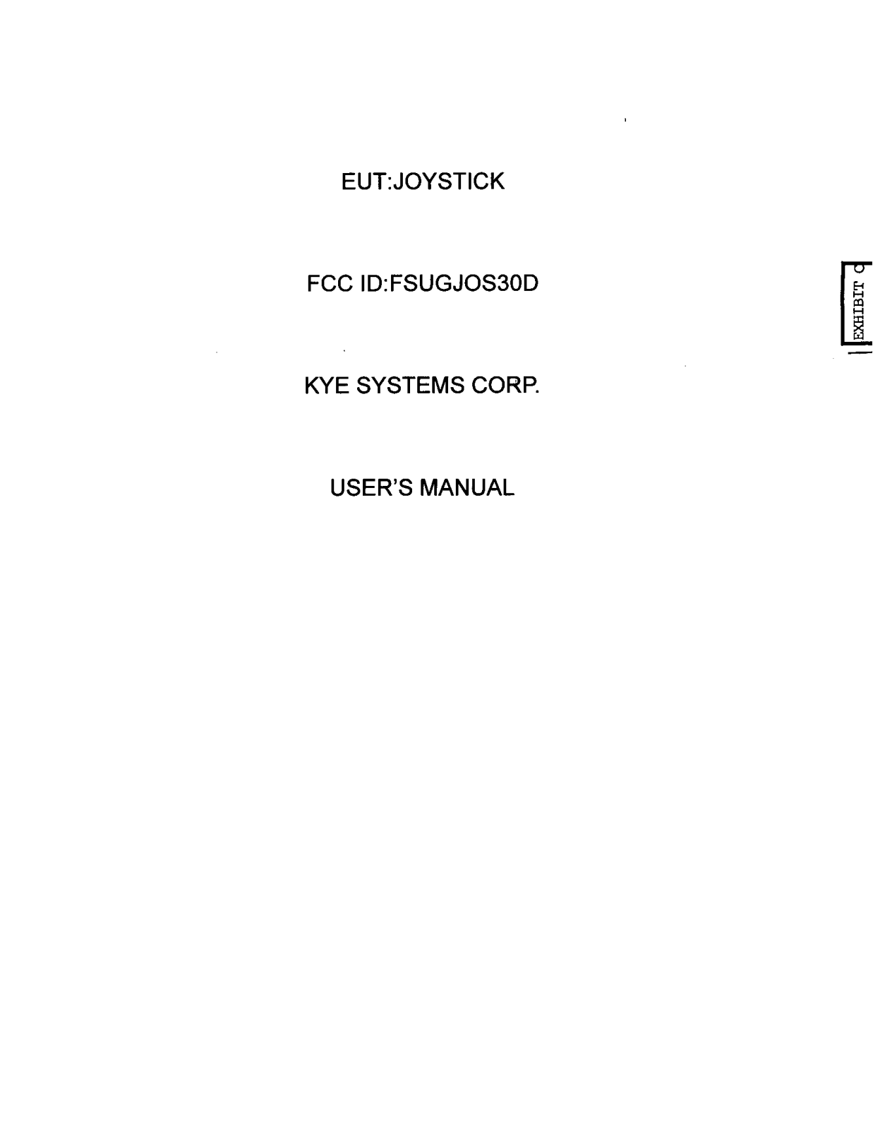 KYE SYSTEMS GJOS30D User Manual