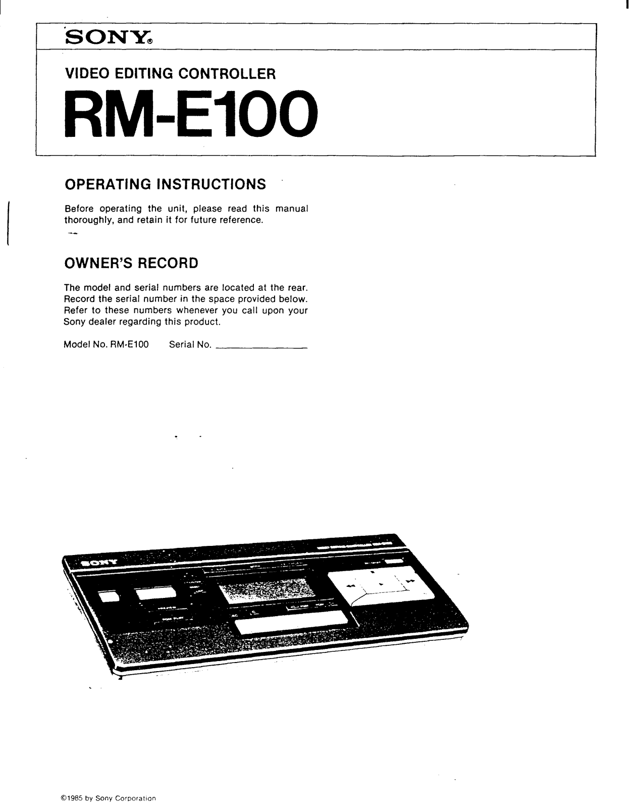 Sony RM-E100 Operating Manual