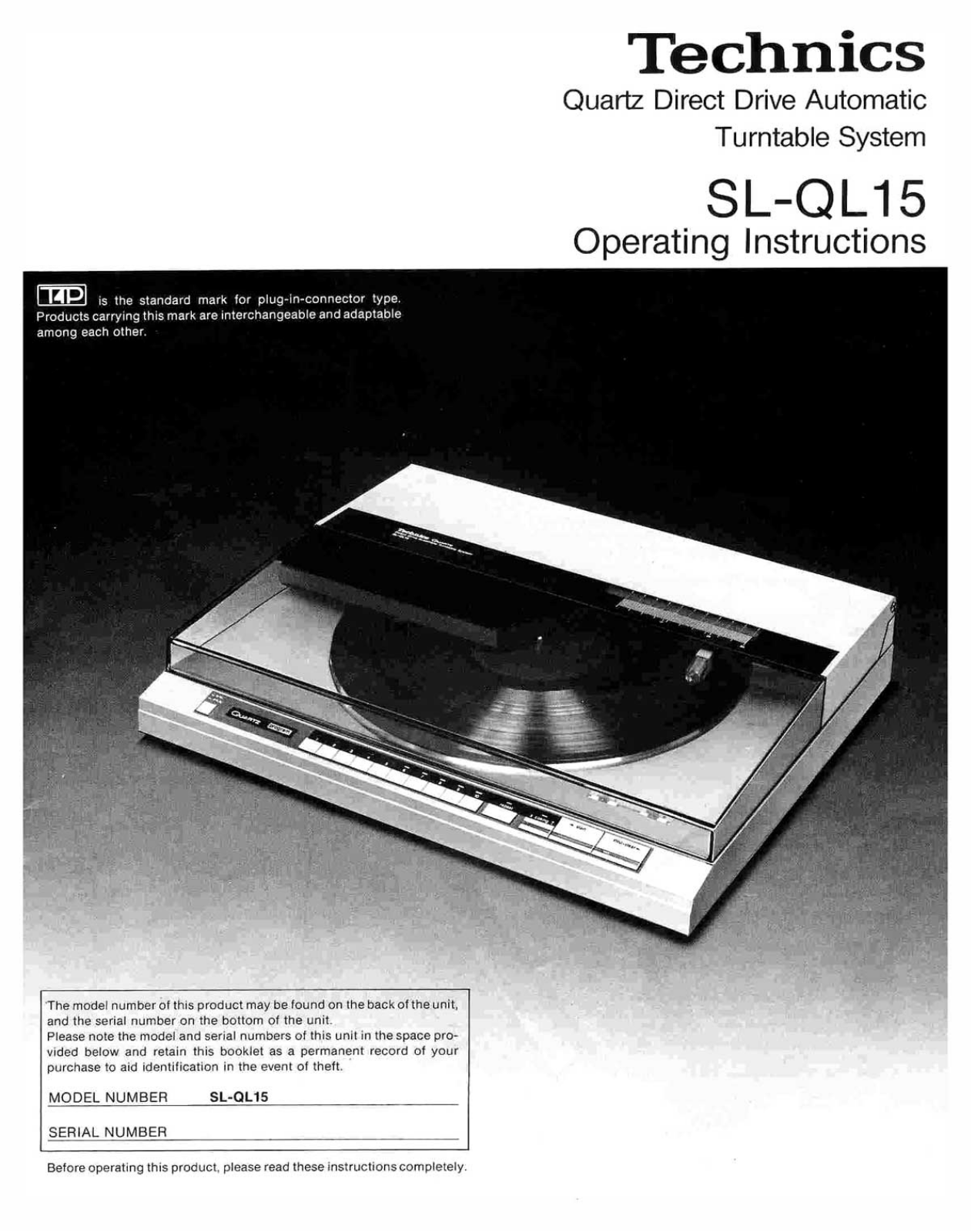 Technics SL-QL-15 Owners Manual