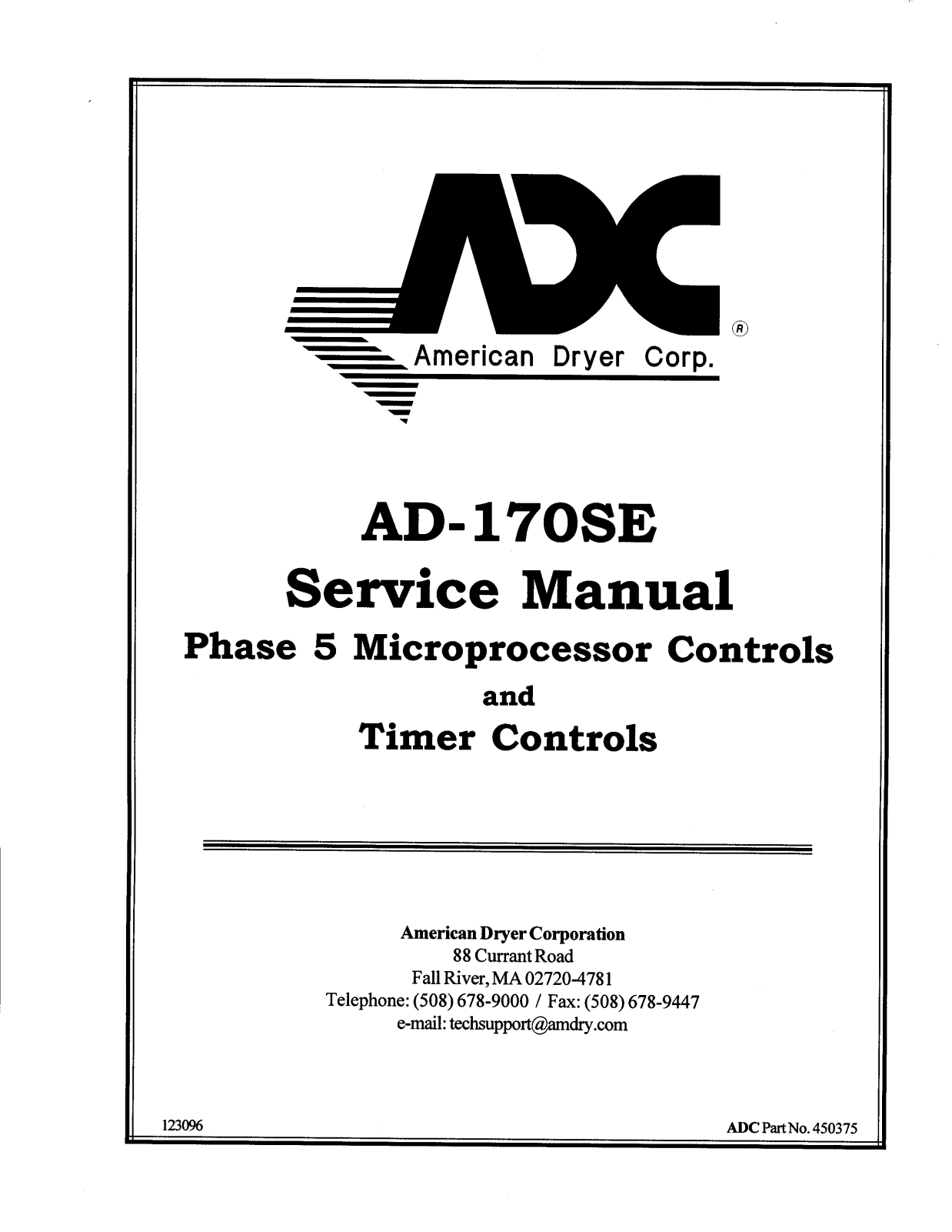 American Dryer Corp AD-170SE User Manual