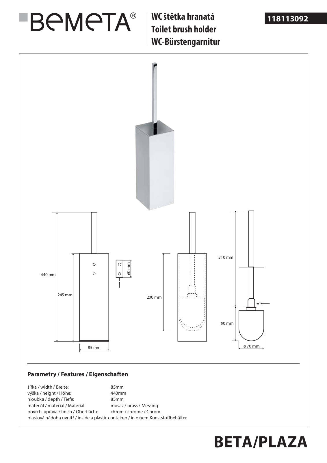 Bemeta Plaza 118113092 User guide