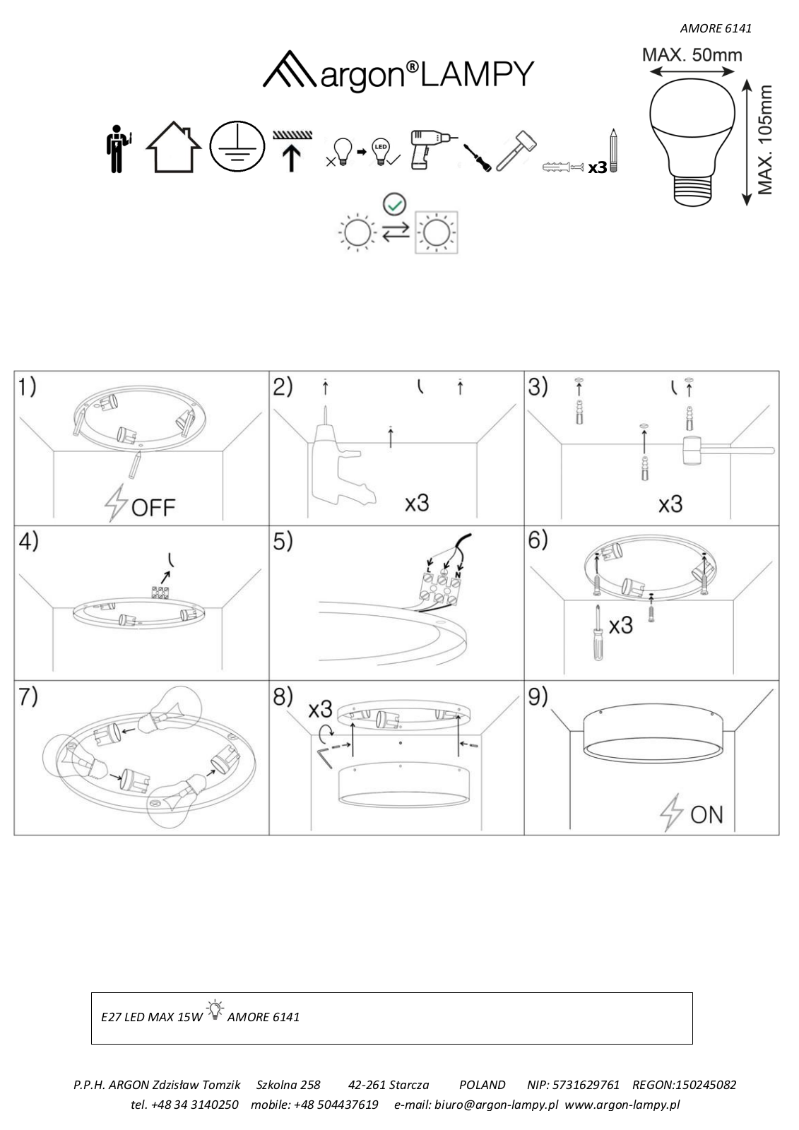 Argon Amore 6141 Installation/Assembly Instructions - ManualMachine.com