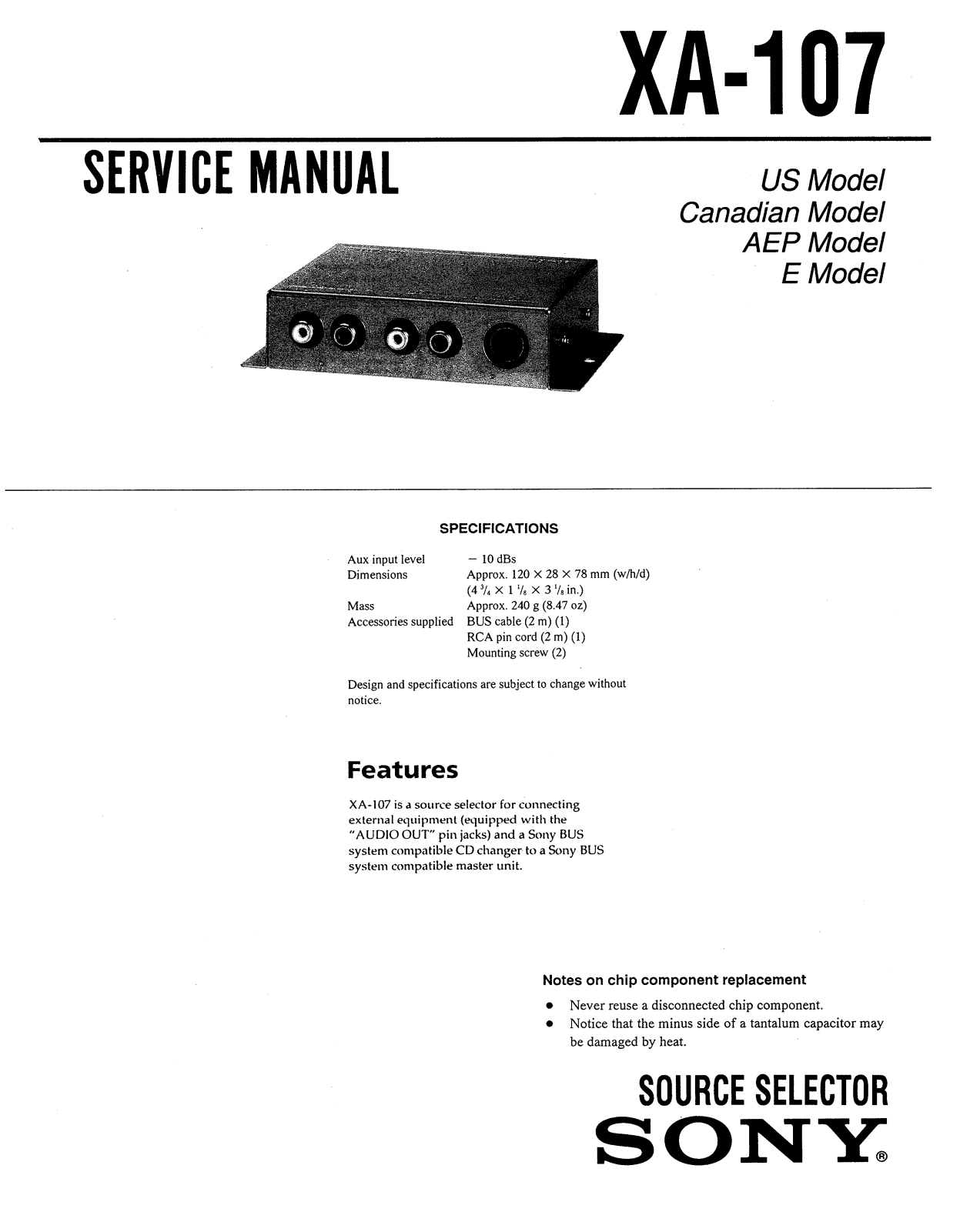 Sony XA-107 User Manual