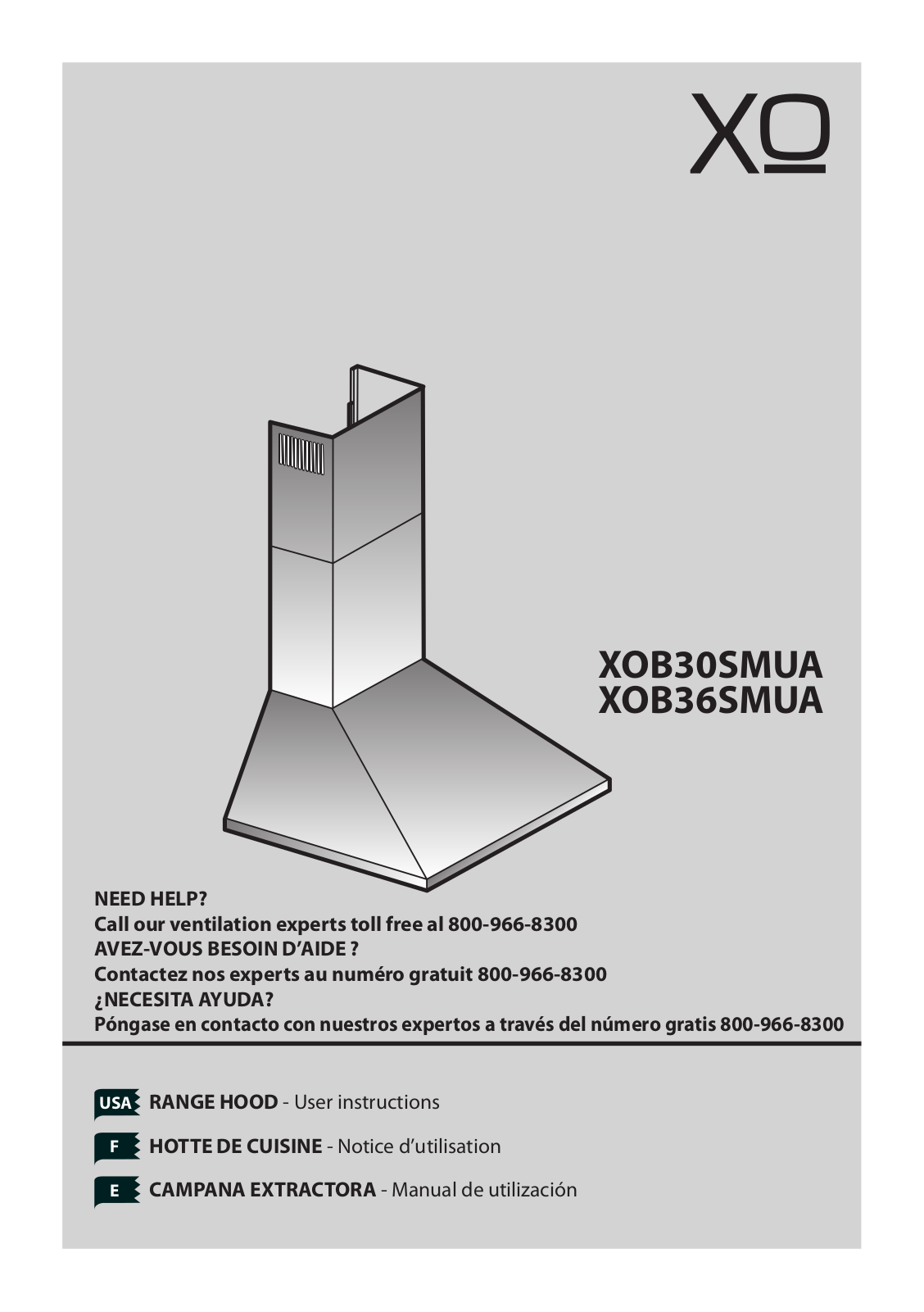 XO XOB30SMUA, XOB36SMUA Specification Sheet