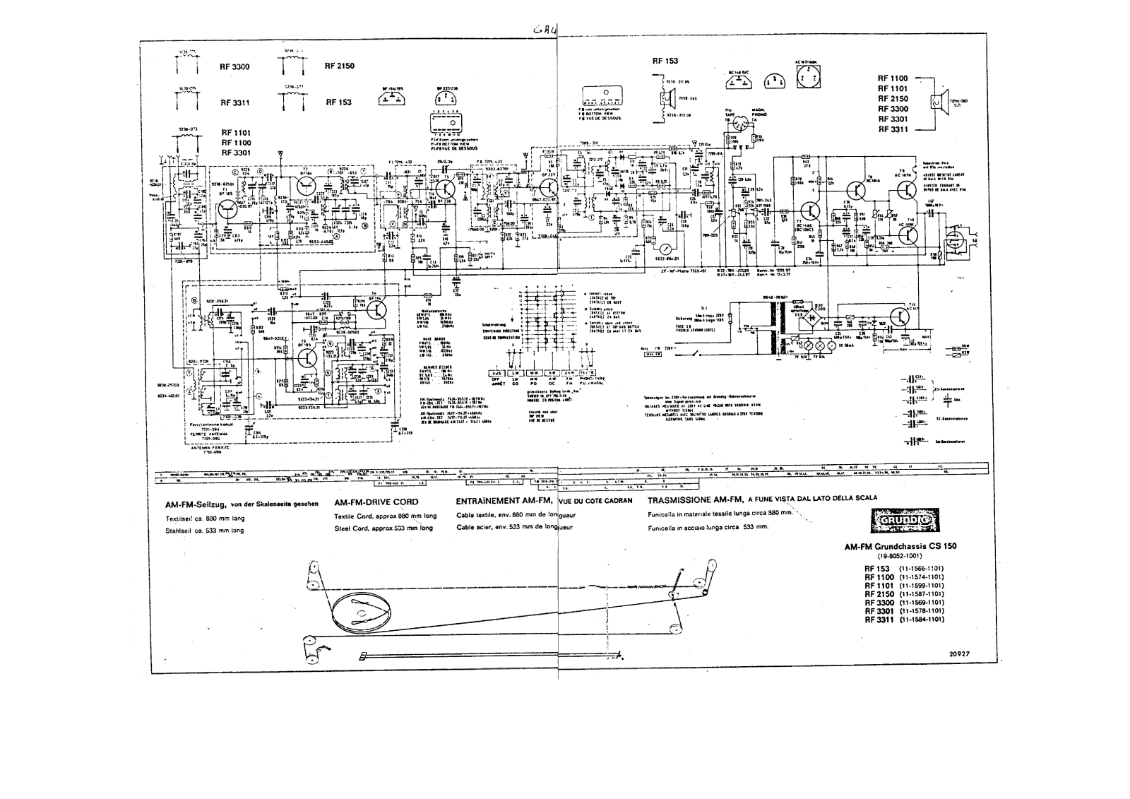 Grundig rf153, rf1100, rf1101, rf2150, rf3300 schematic