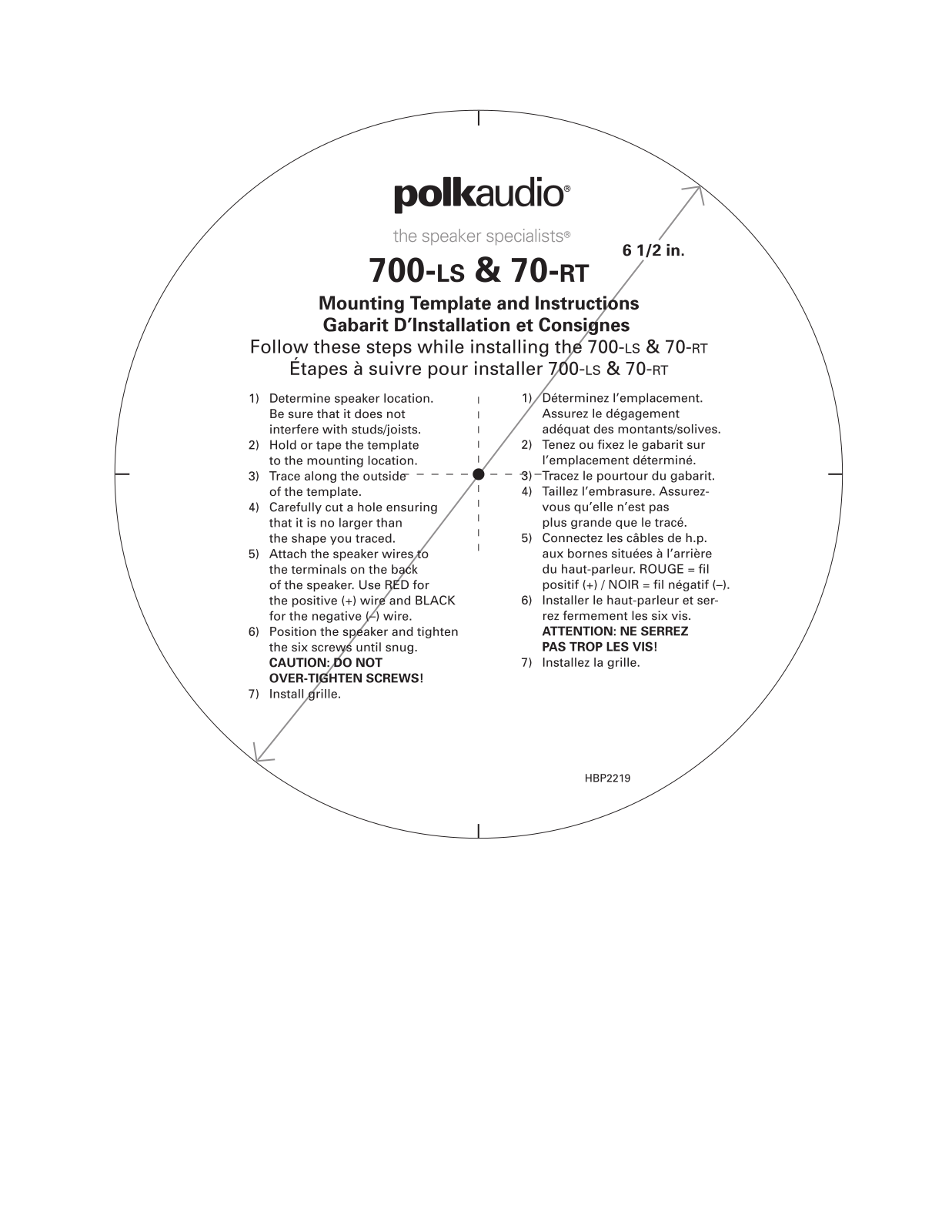 Polk Audio 700-ls, 70-rt Mounting Templates