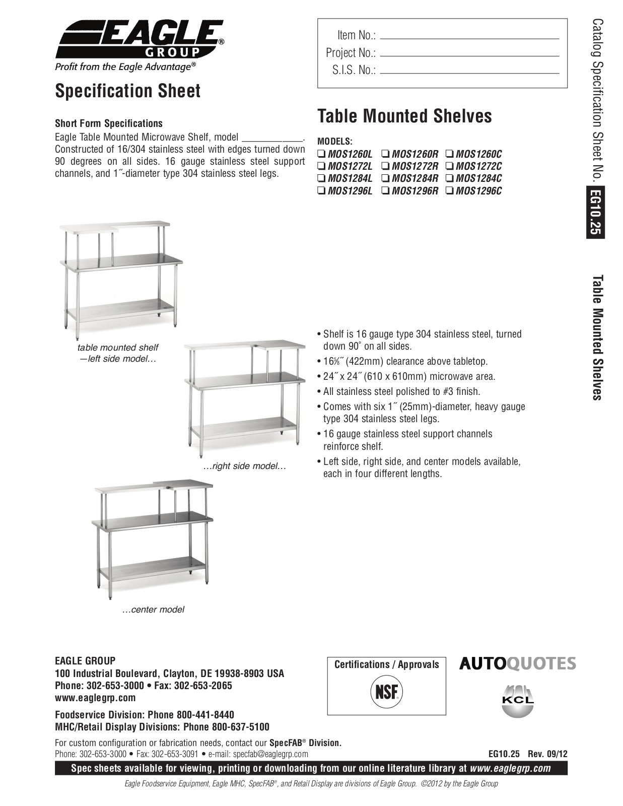 Eagle MOS1260R User Manual