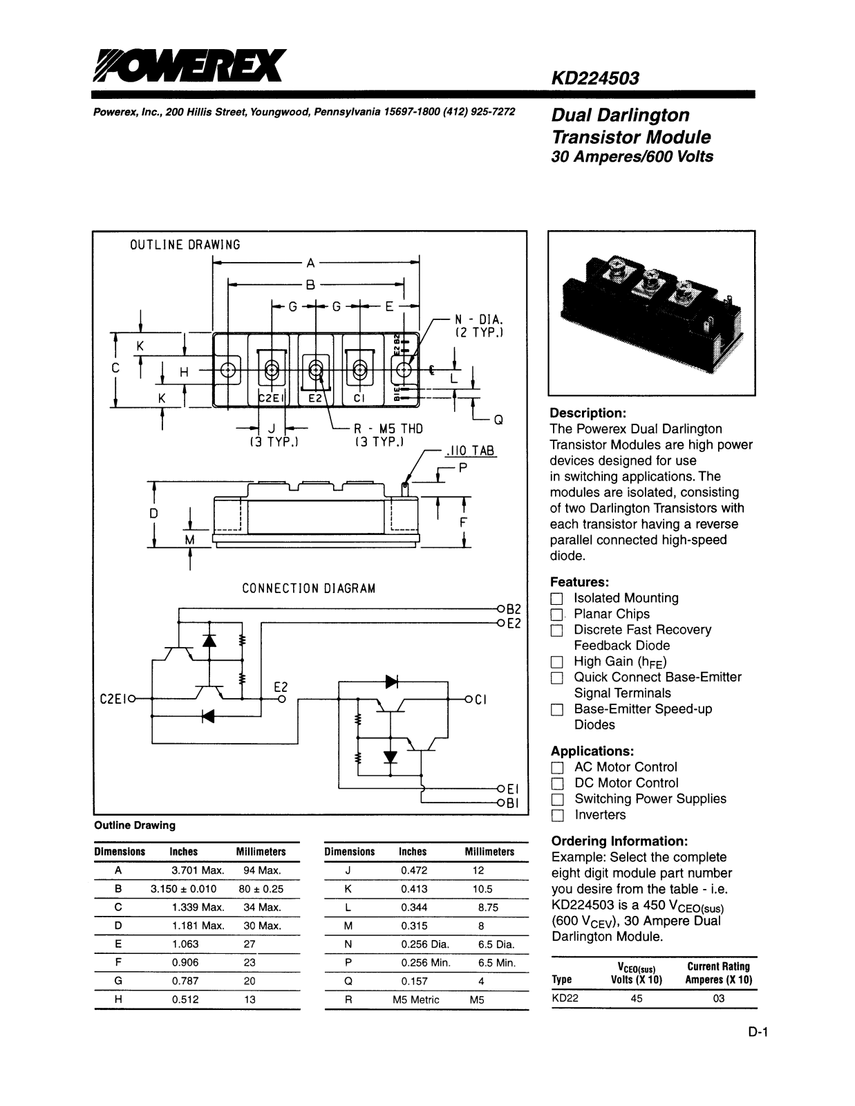 POWEREX KD224503 Datasheet