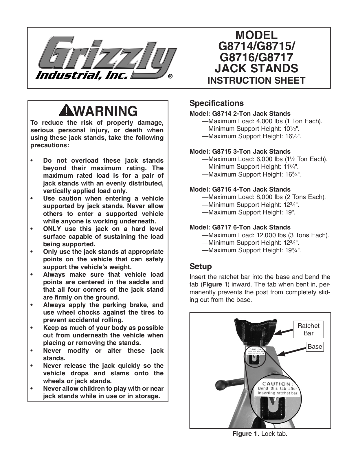 Grizzly G8717, G8714 User Manual