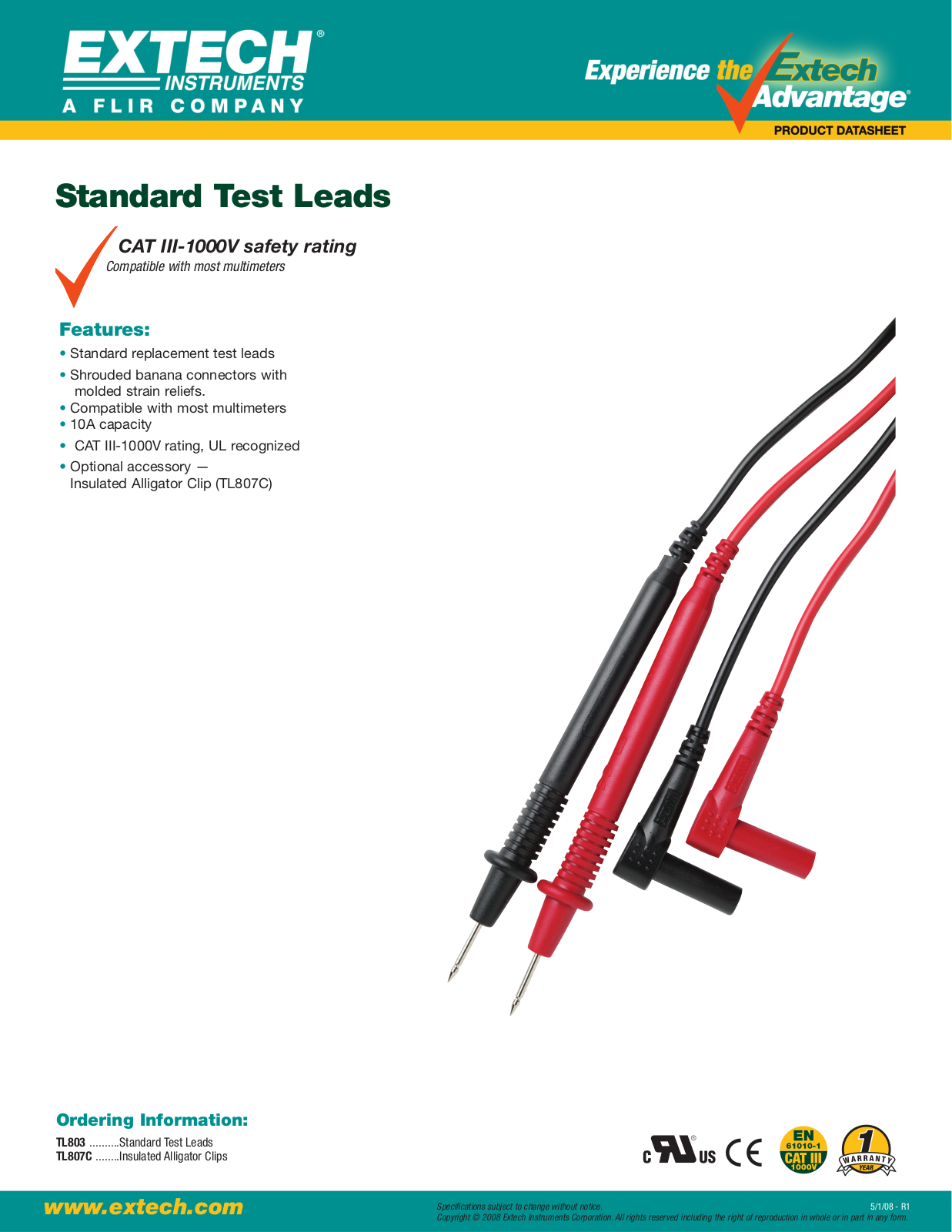 Extech TL803 Data Sheet