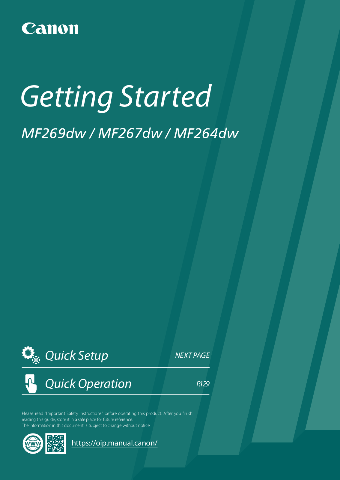 Canon i-SENSYS MF267dw Getting Started Guide