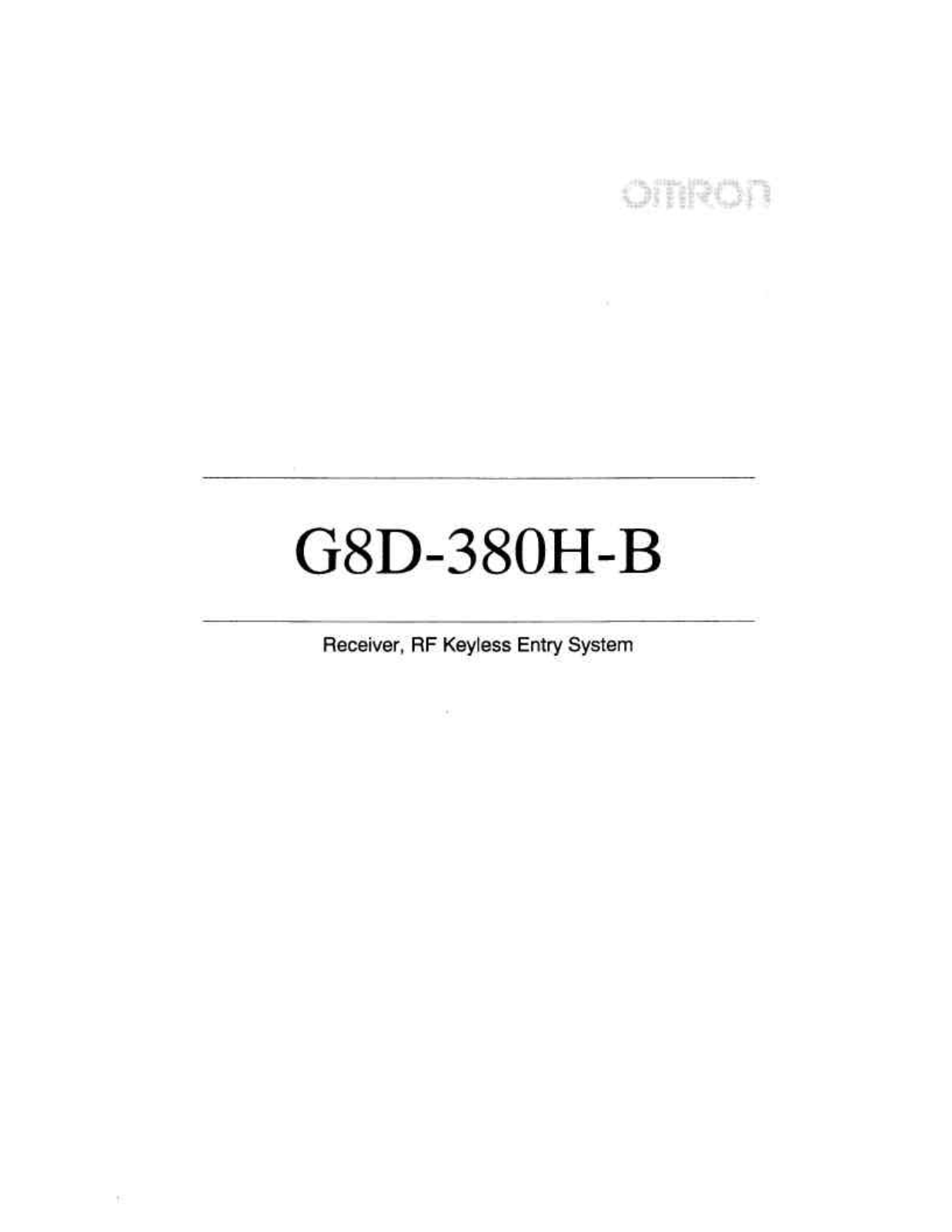 NIDEC MOBILITY G8D-380H-B User Manual