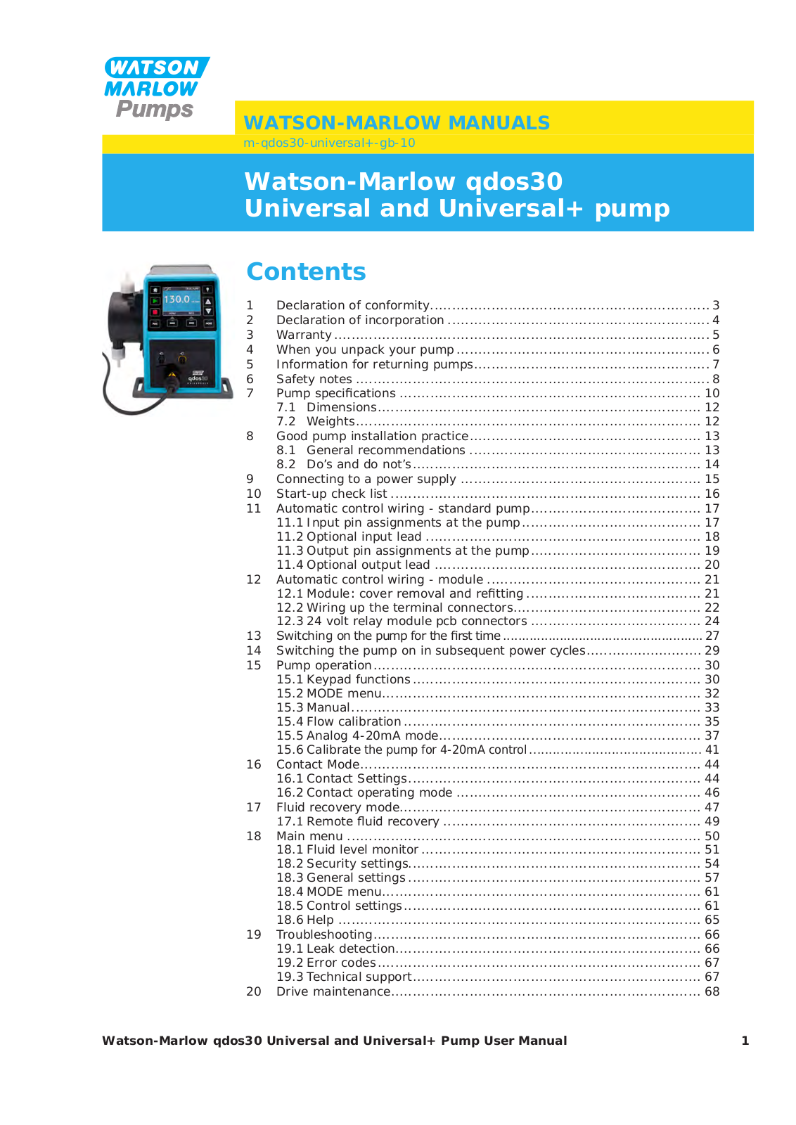 Watson-Marlow Qdos30 User Manual