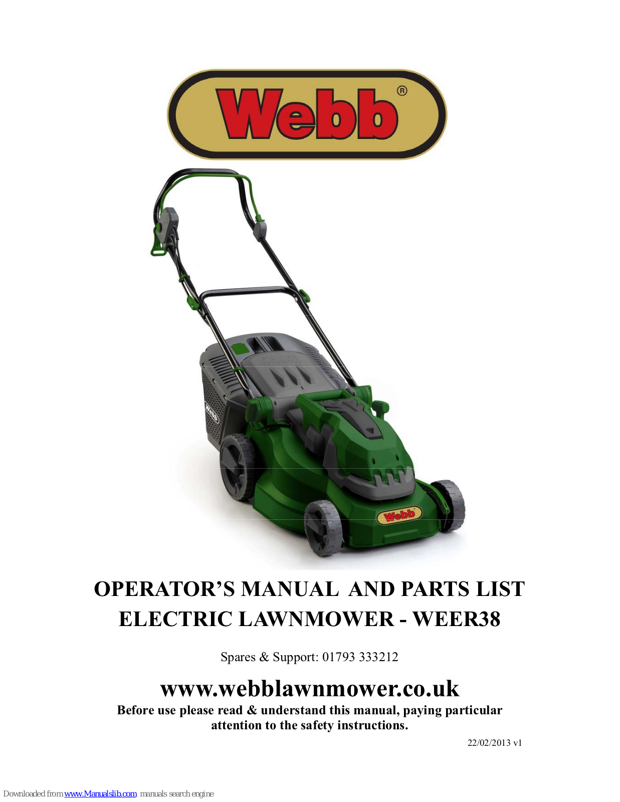 Webb WEER38 Operator's Manual - ManualMachine.com