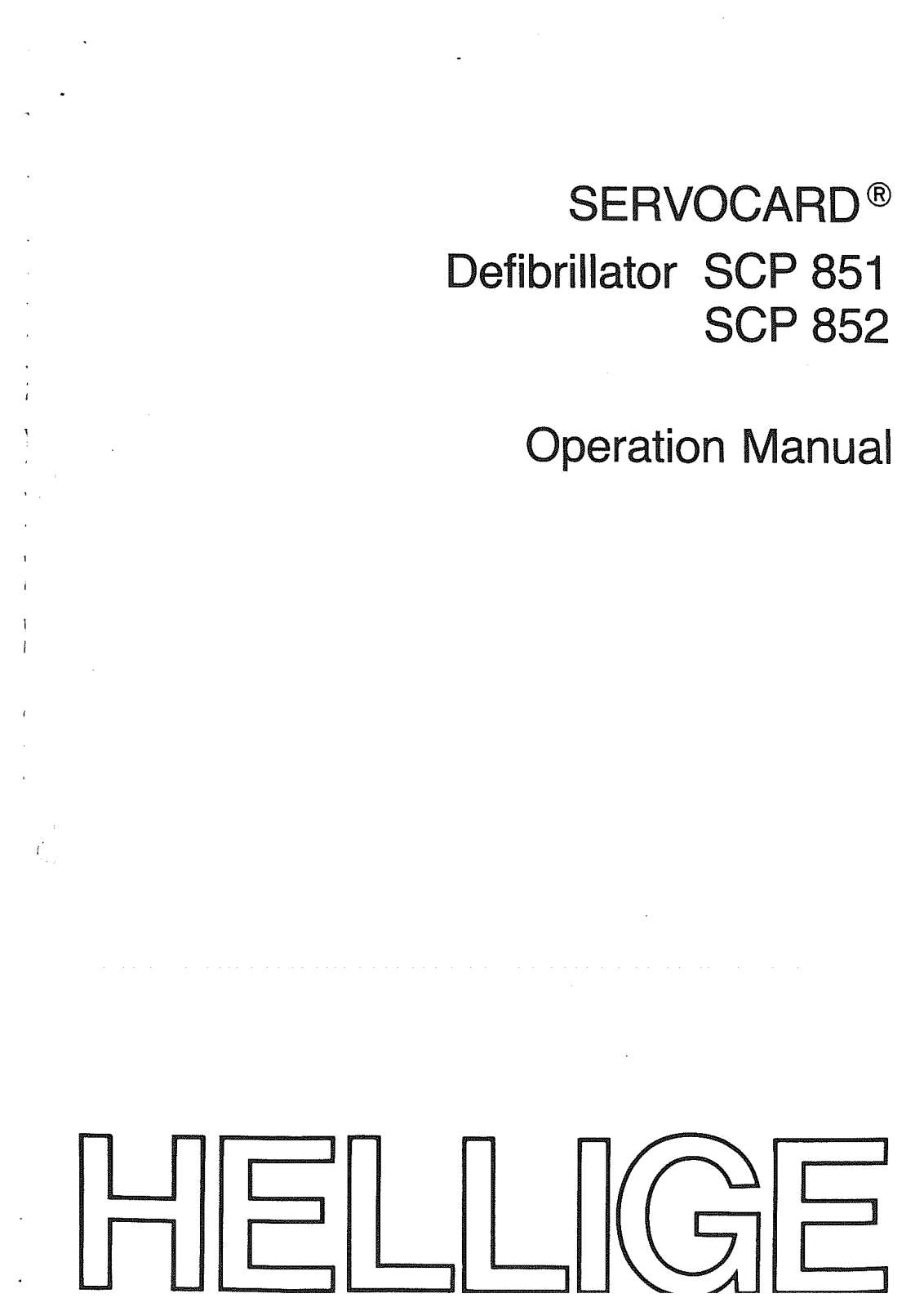 Hellige SCP 851-852 User manual