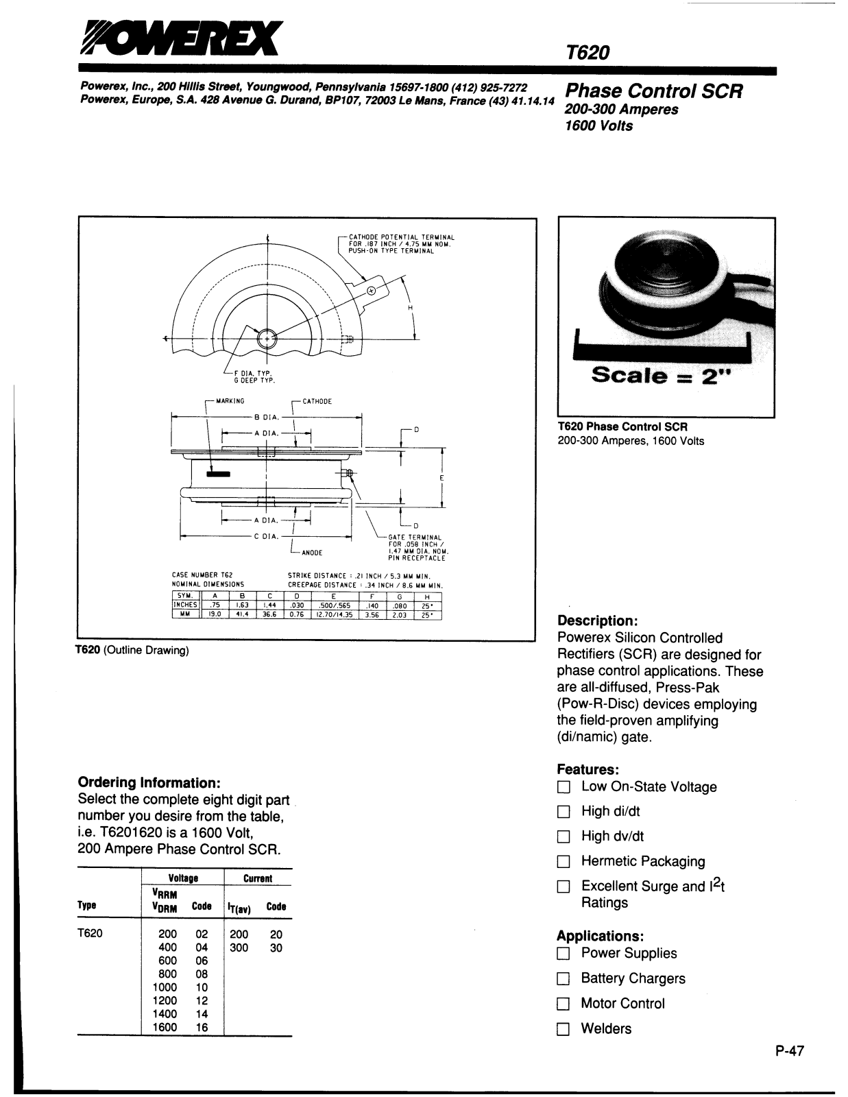 Powerex T620 Data Sheet