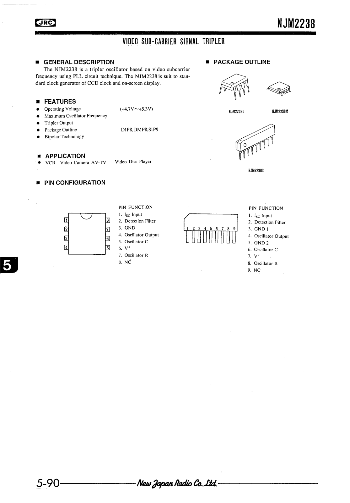 JRC NJM2238S, NJM2238M, NJM2238D Datasheet