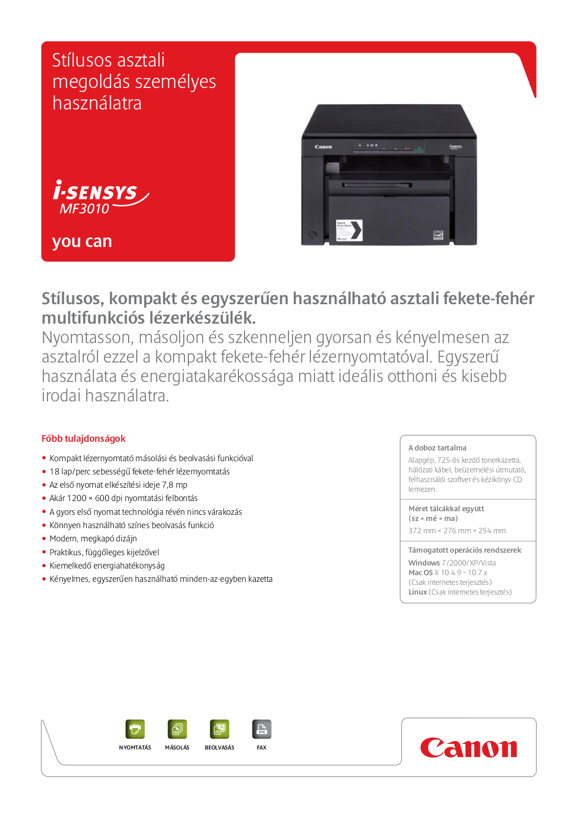 Canon I-SENSYS MF3010 BROCHURE