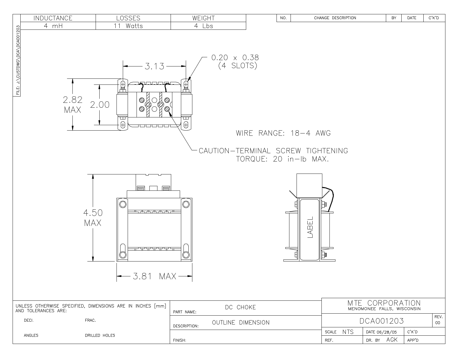 MTE DCA001203 CAD Drawings