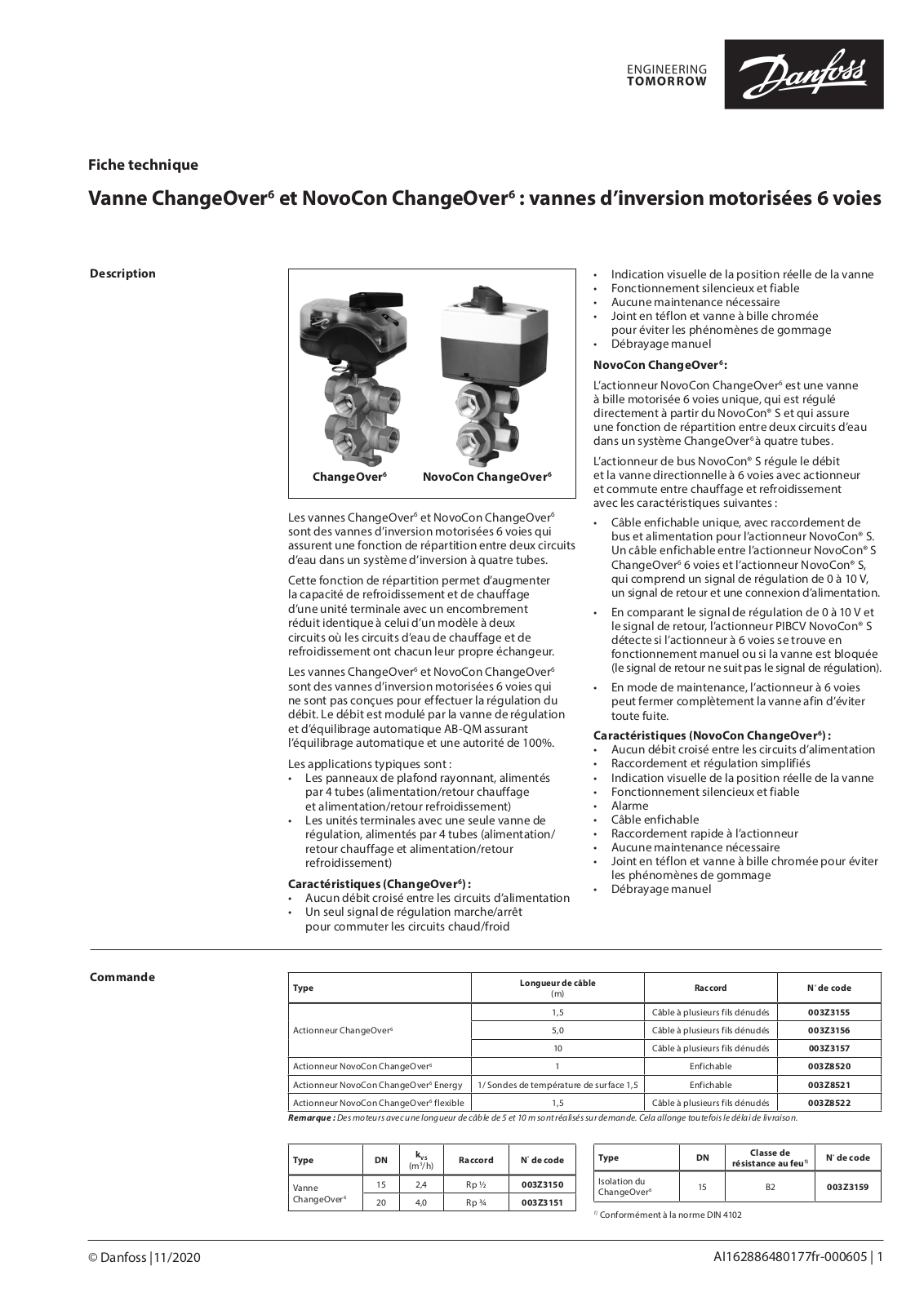 Danfoss ChangeOver, NovoCon ChangeOver Data sheet