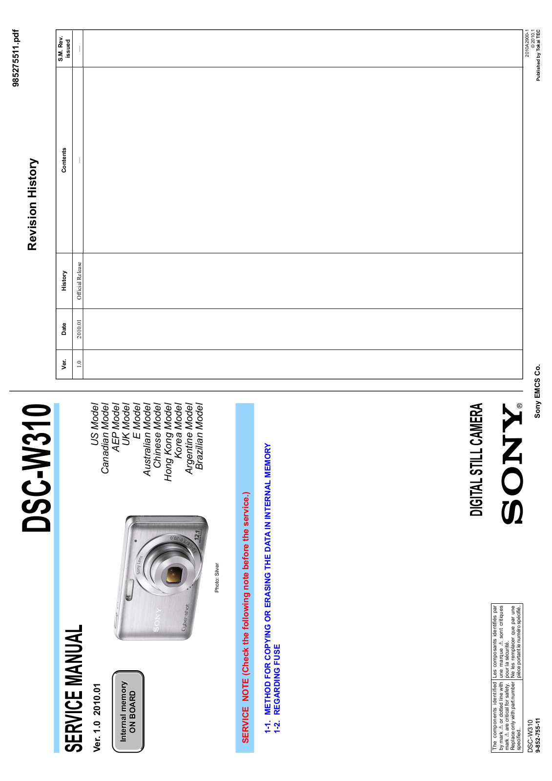 SONY DSC W200 Service Manual