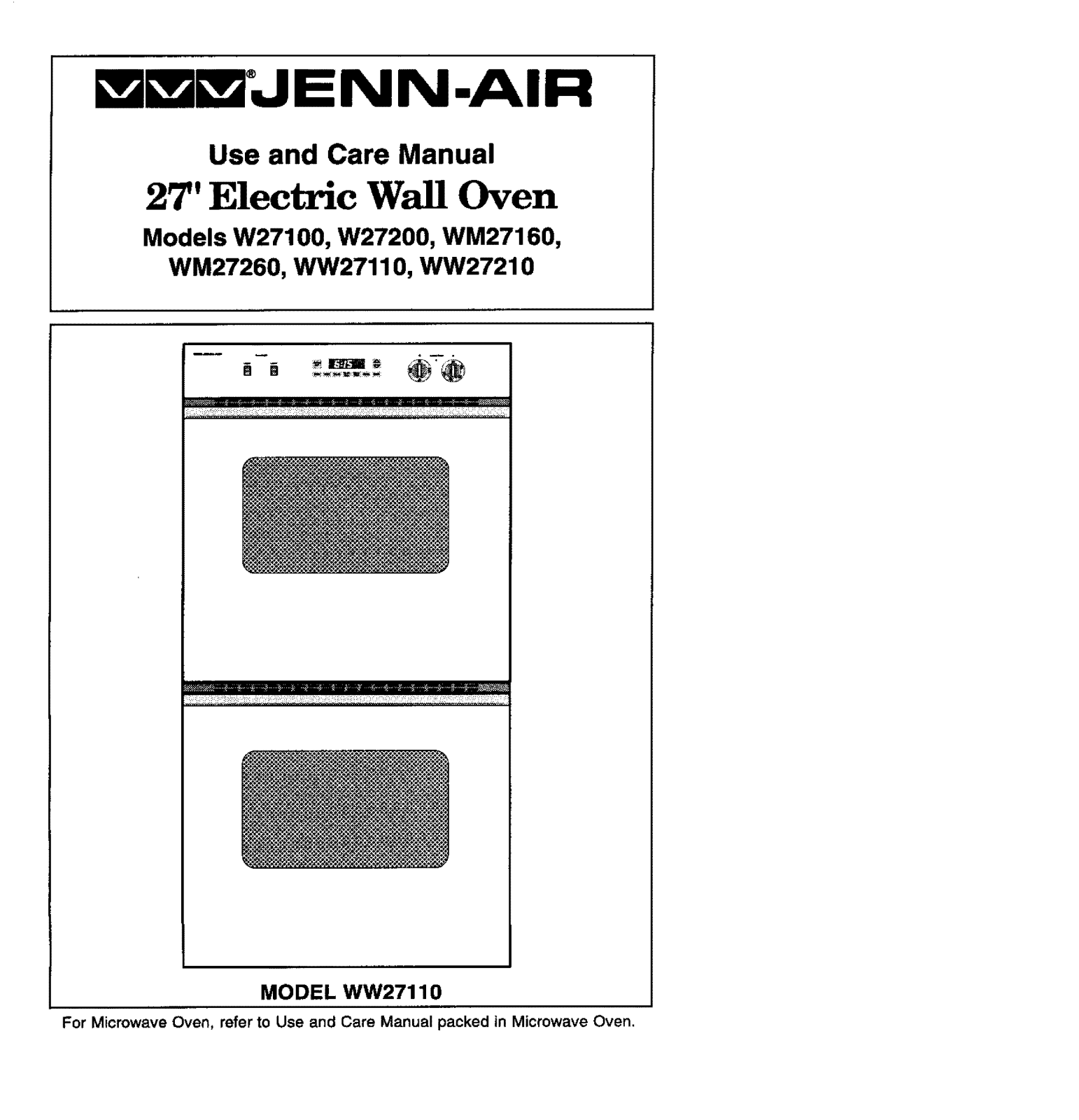 Jenn-Air WW27210W, WW27210B, WW27110W, WM27260W, WM27260B Owner’s Manual