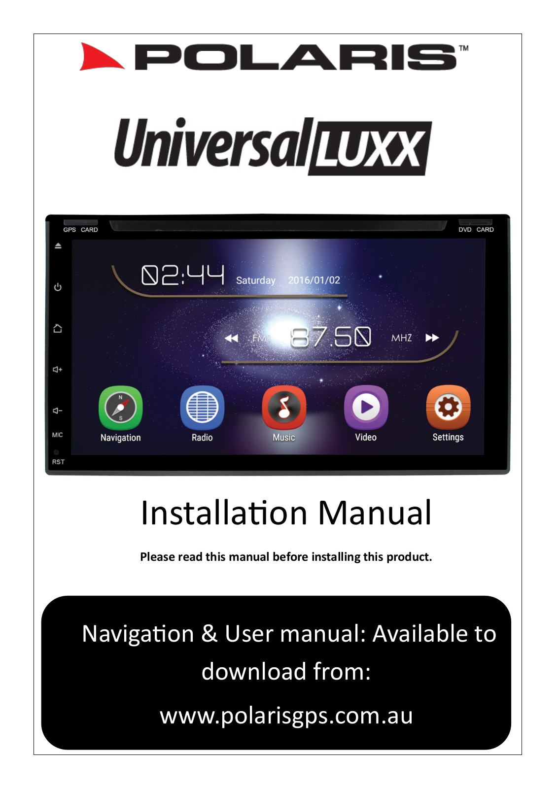 Polaris Universal Luxx Installation Manual