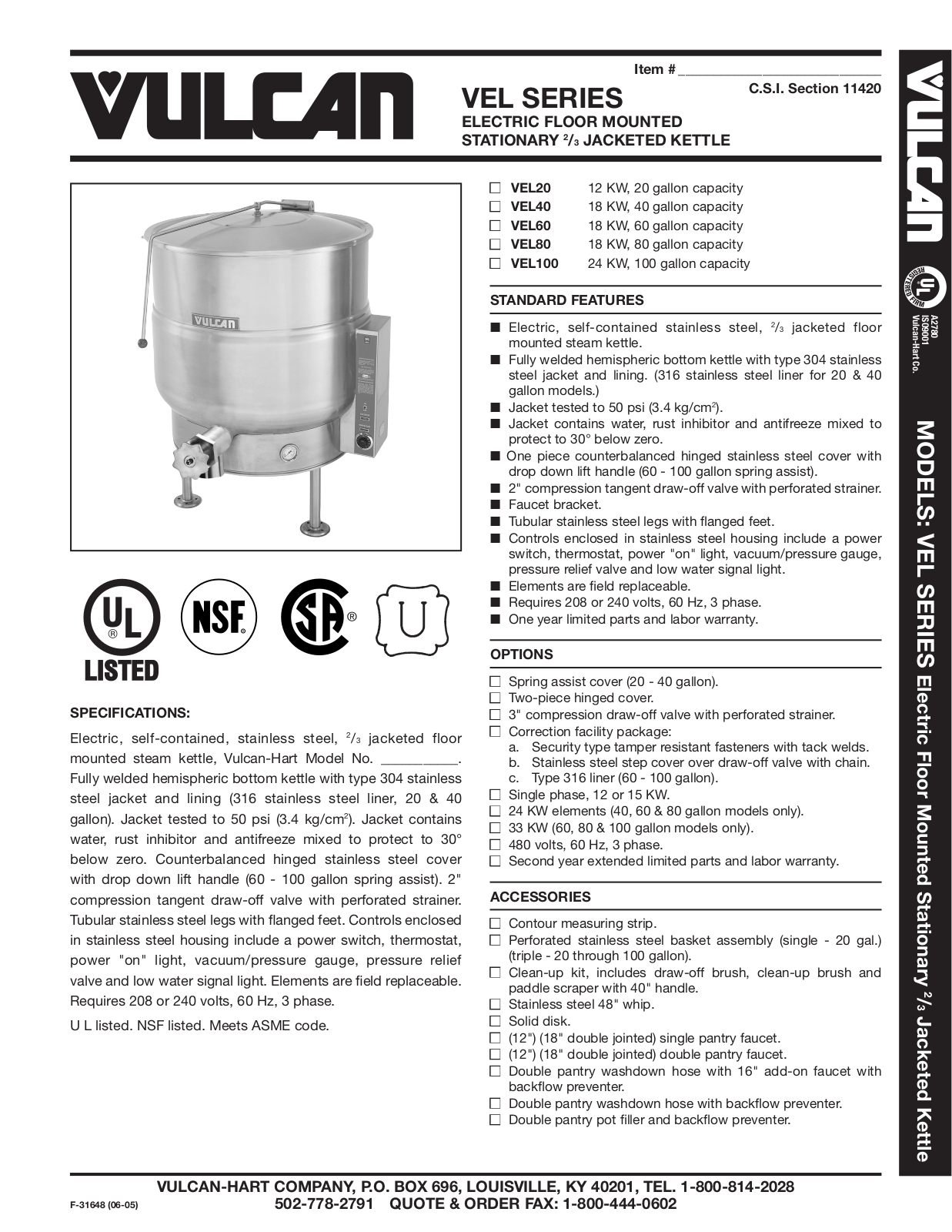 Vulcan VEL100 User Manual