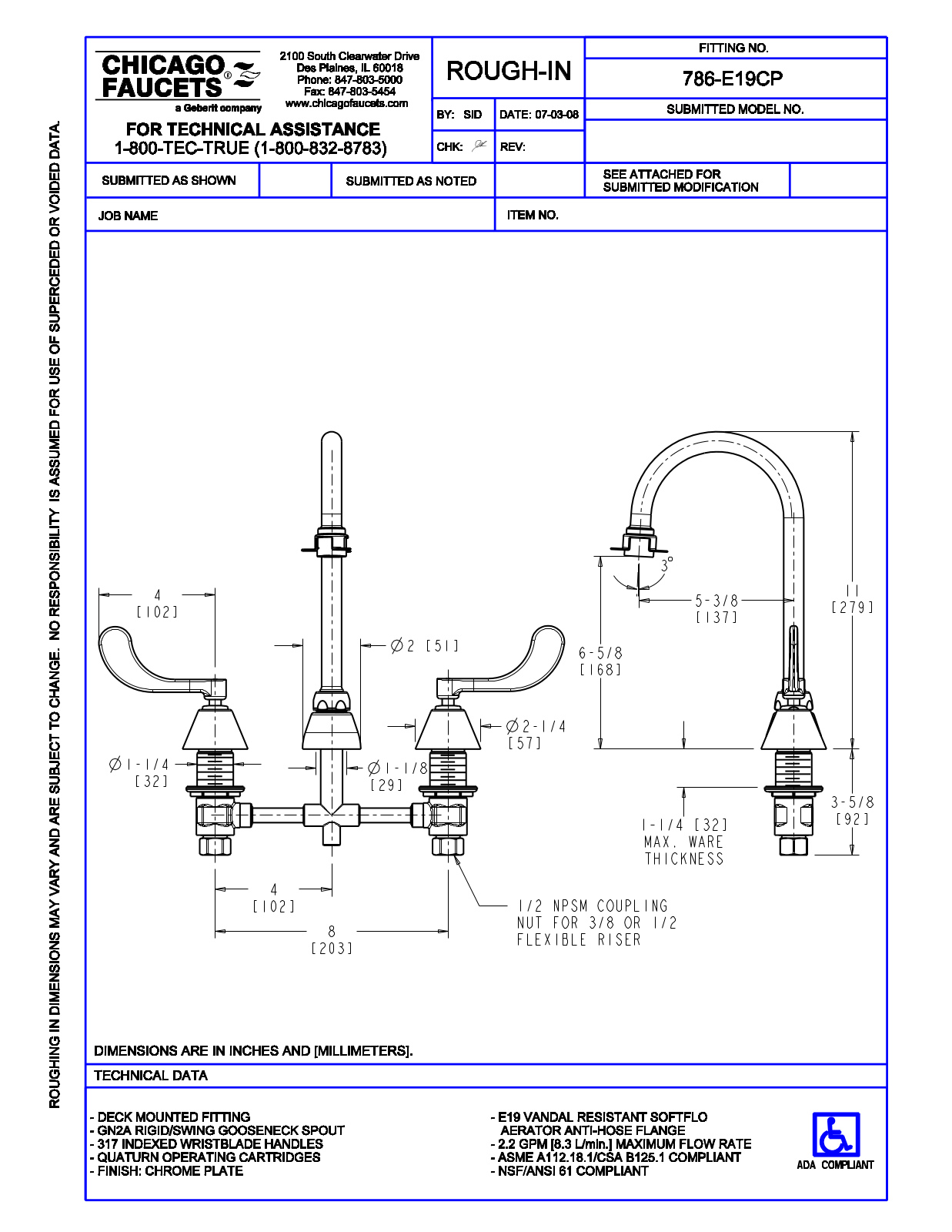 Chicago Faucet 786-E19CP User Manual