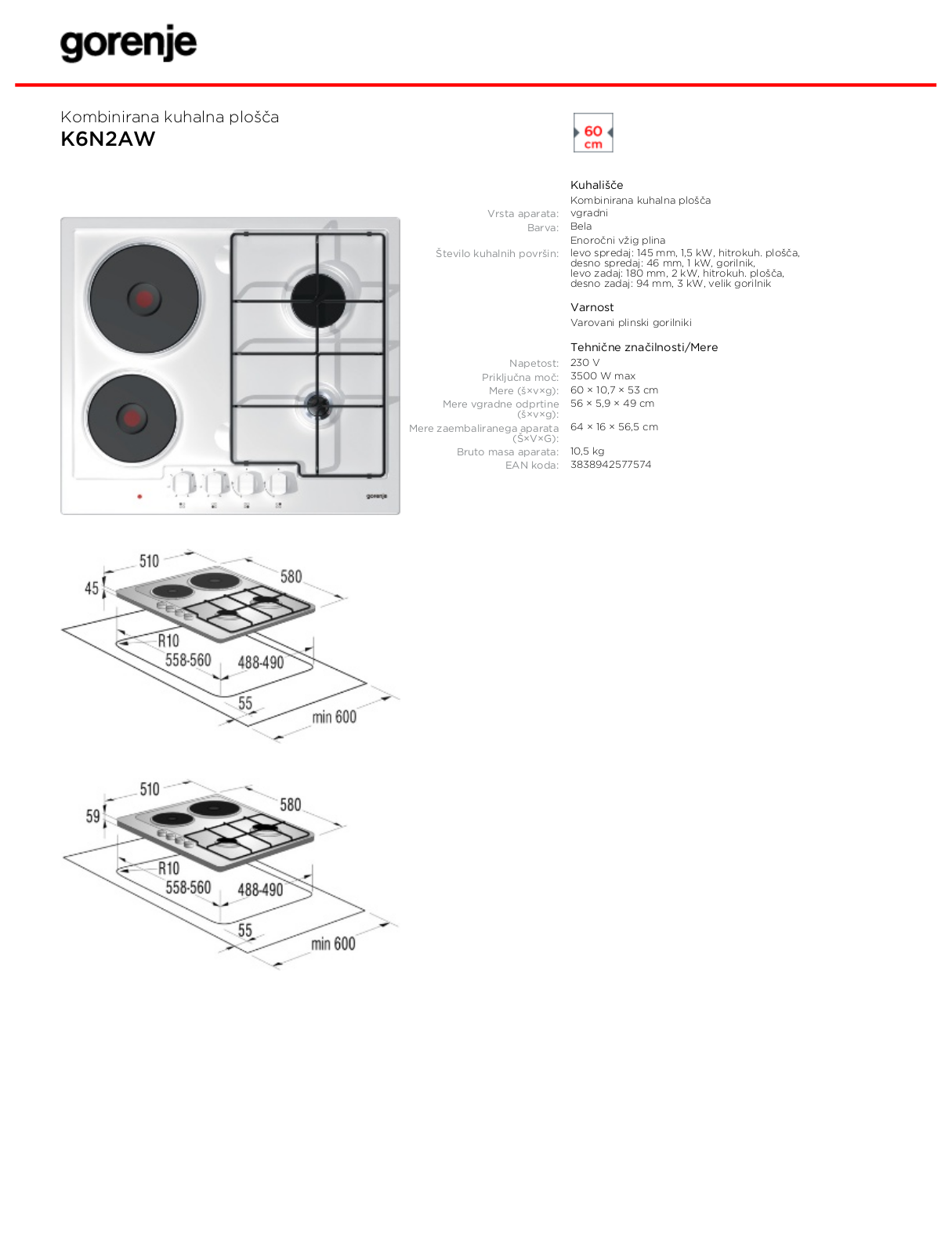 Gorenje K6N2AW BROCHURE