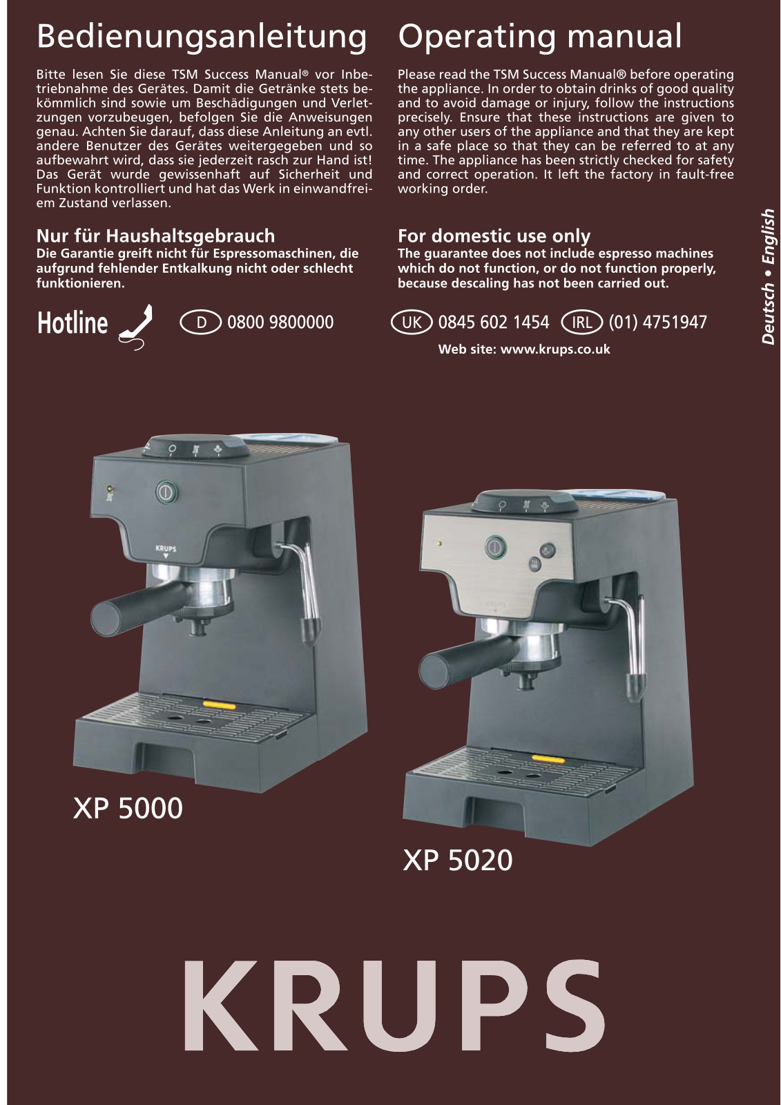 Krups XP5000, XP5020 User Manual