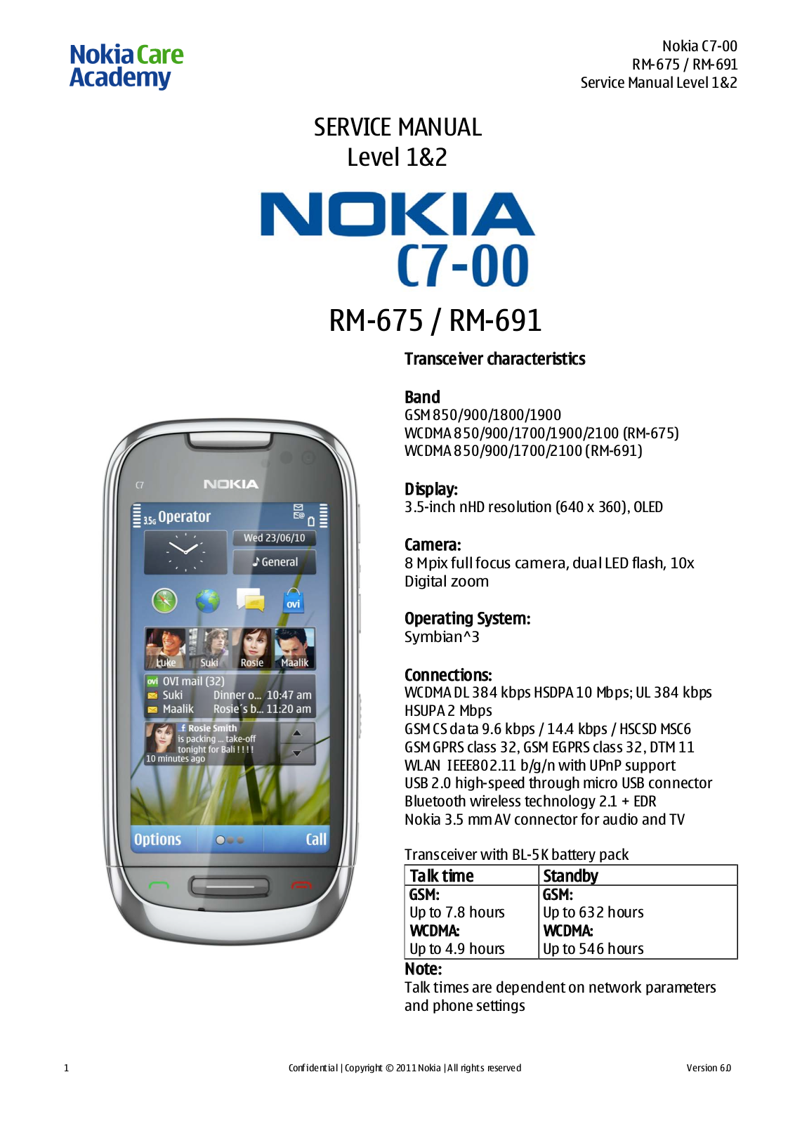 Nokia C7, RM, 675, 691 Service Manual