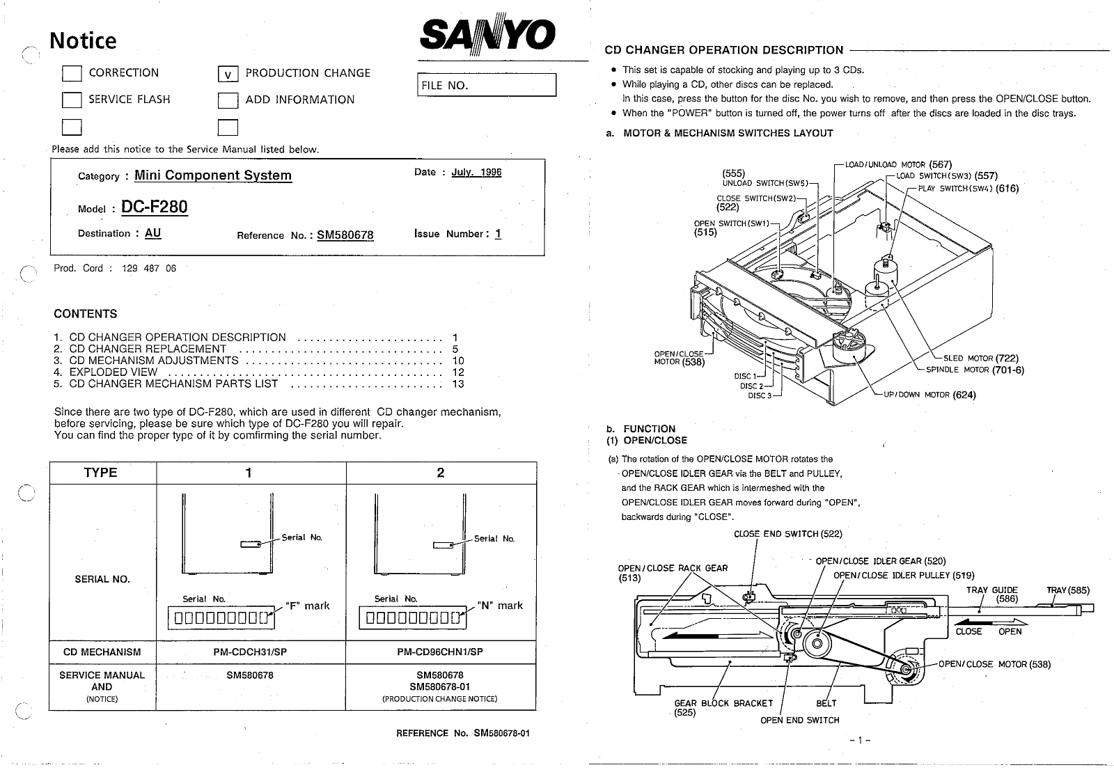 Sanyo DC F280 PC Service Manual