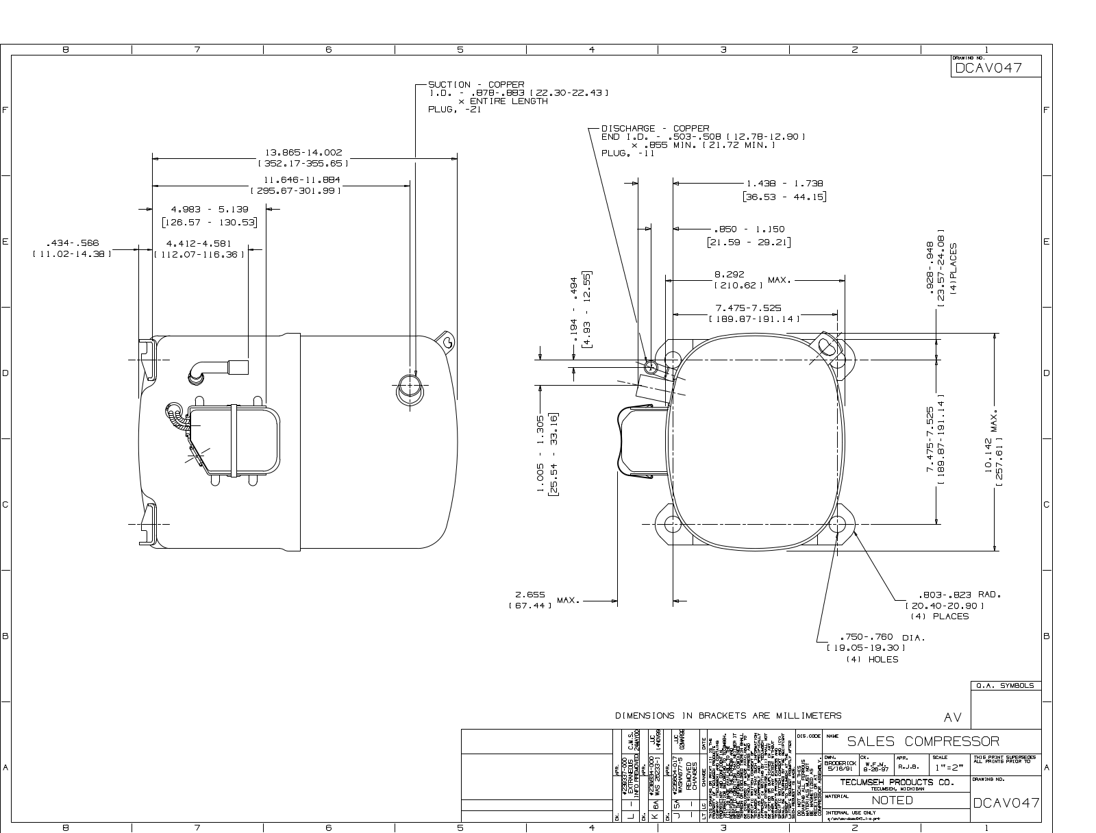 Tecumseh AVB5558EXN, AVD5558EXN Drawing Data