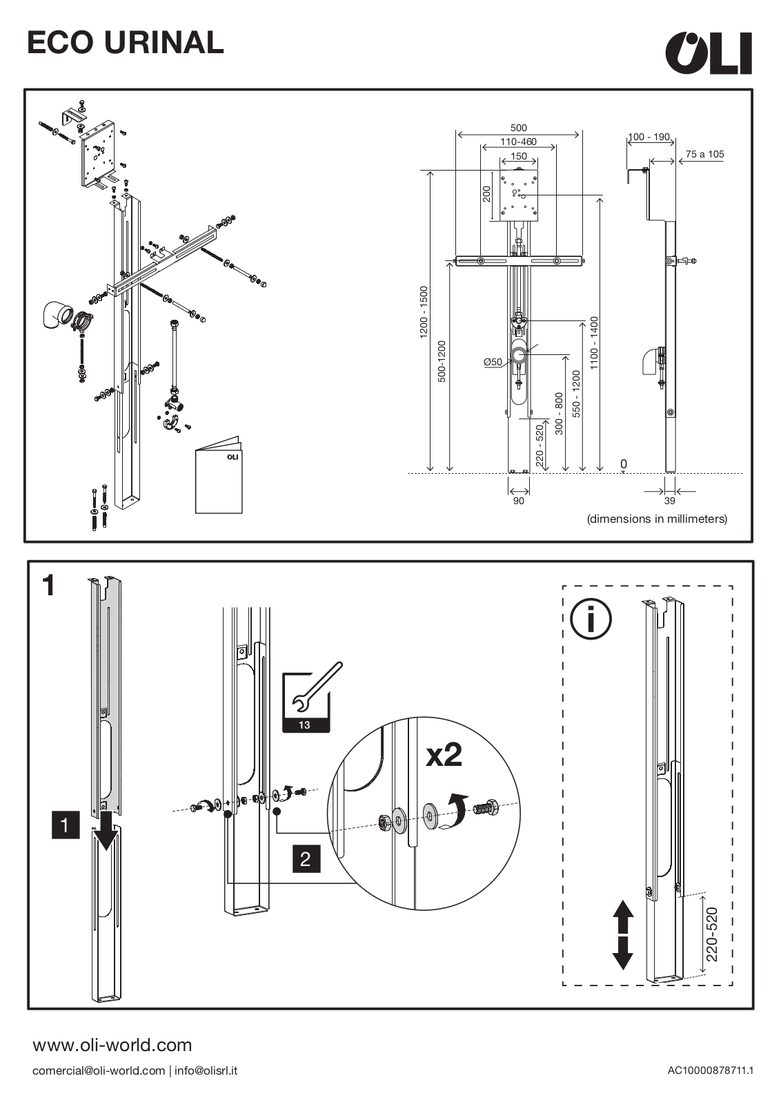 OLI ECO URINAL Installation guide