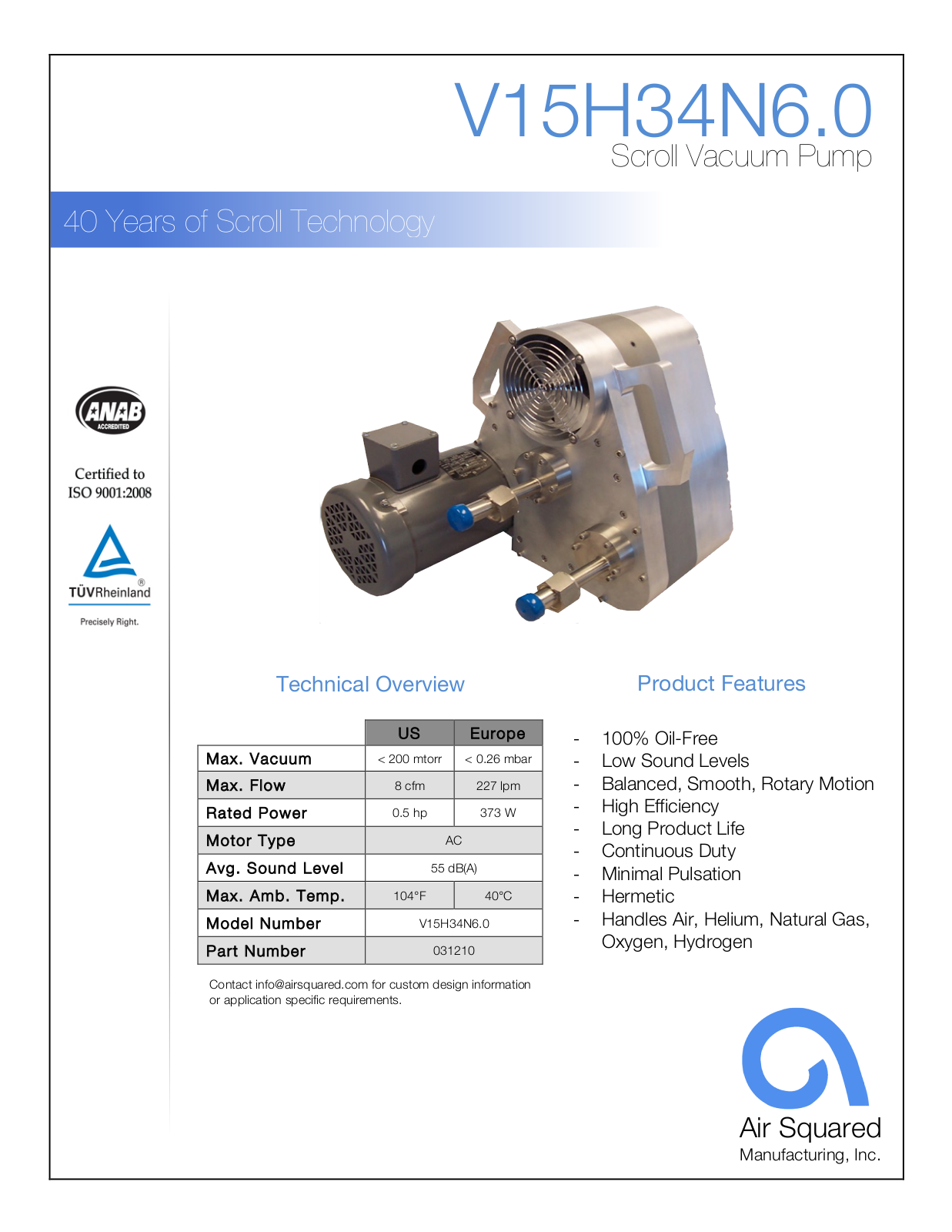 Air Squared V15H34N6.0 User Manual