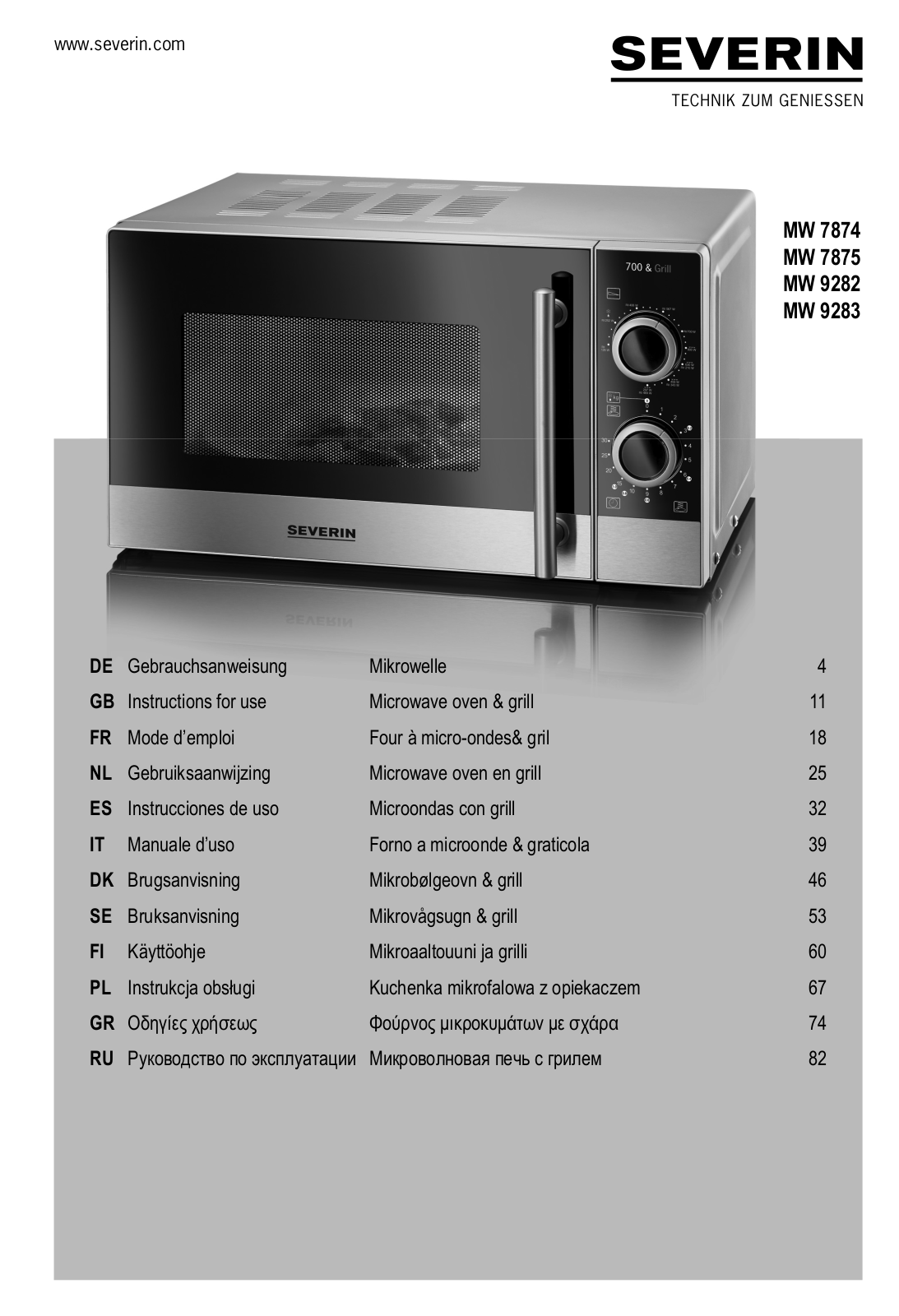 Severin MW 7874 operation manual